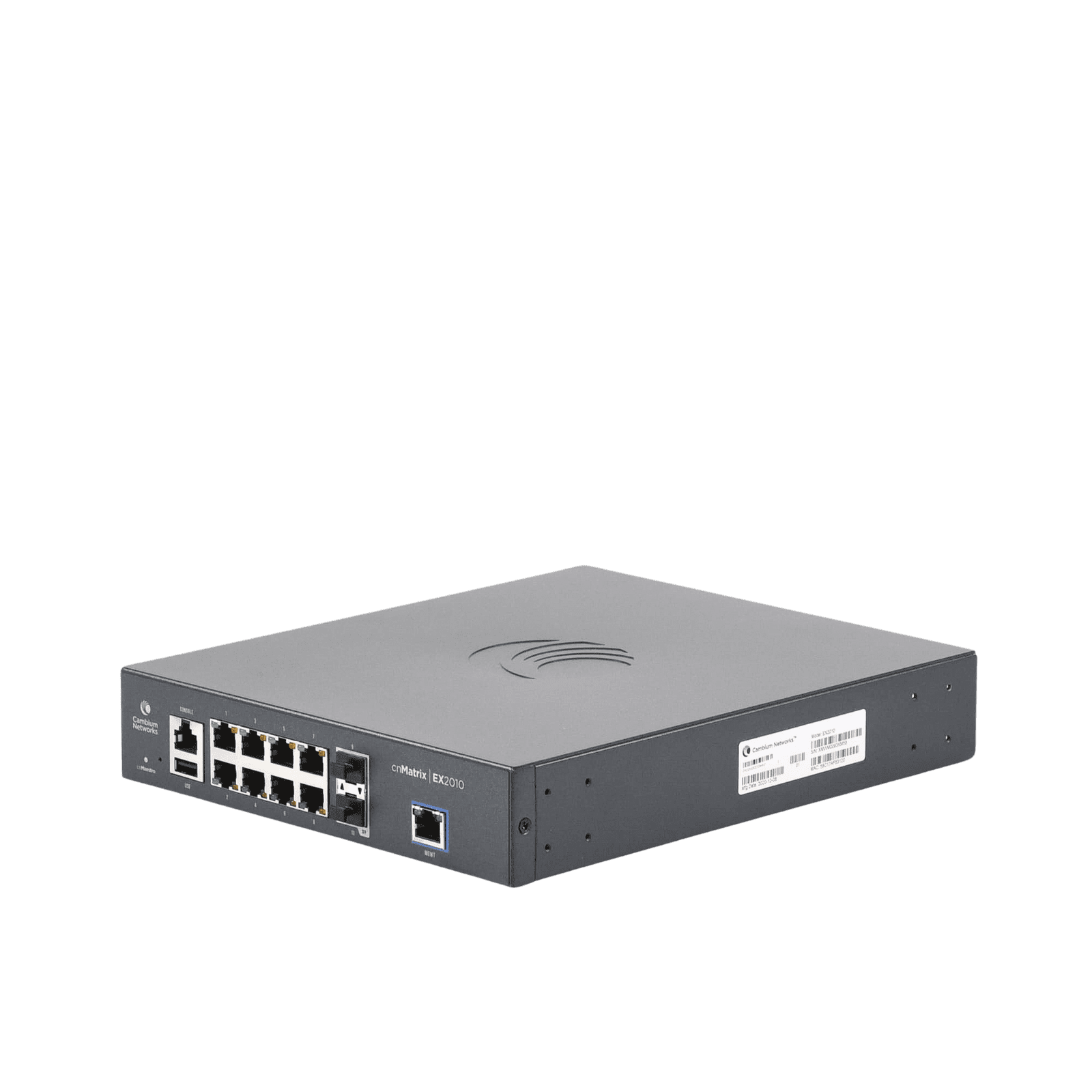 Switch inteligente cnMatrix EX2010 capa 3 de 13 puertos (8 Ethernet Gigabit, 2 SFP, 1 consola, 1 MNGMT, 1 USB) administración desde la Nube MX-EX2010XXA-U 165039 - CAMBIUM NETWORKS