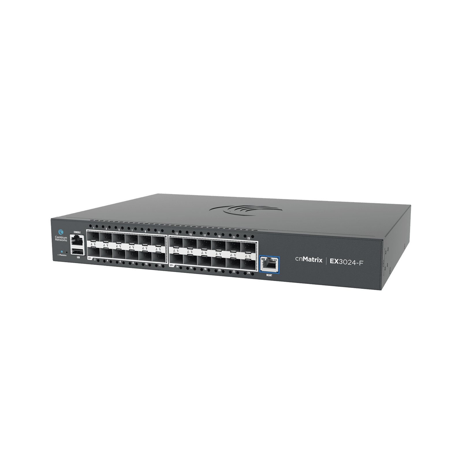 Switch cnMatrix EX3024F Ideal para Distribución en una Red Empresarial / 24 Puertos de Fibra Óptica SFP+(10 Gbps) / Capa 2 y Capa 3 / Doble Fuente de Alimentación en Corriente Alterna / Gestión Gratuita Desde la Nube MXEX3024XFXA00 - CAMBIUM NETWORKS