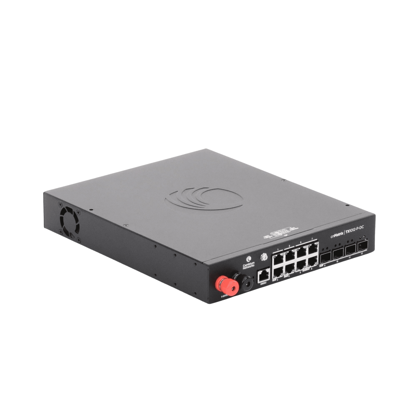 Switch cnMatrix WISP TX1012-DC-P de 8 puertos PoE y 4 SFP+, 170 W PoE Budget, Capa 2, gestión gratuita desde la nube, para corriente directa MX-TX1012GXPA-20 - CAMBIUM NETWORKS