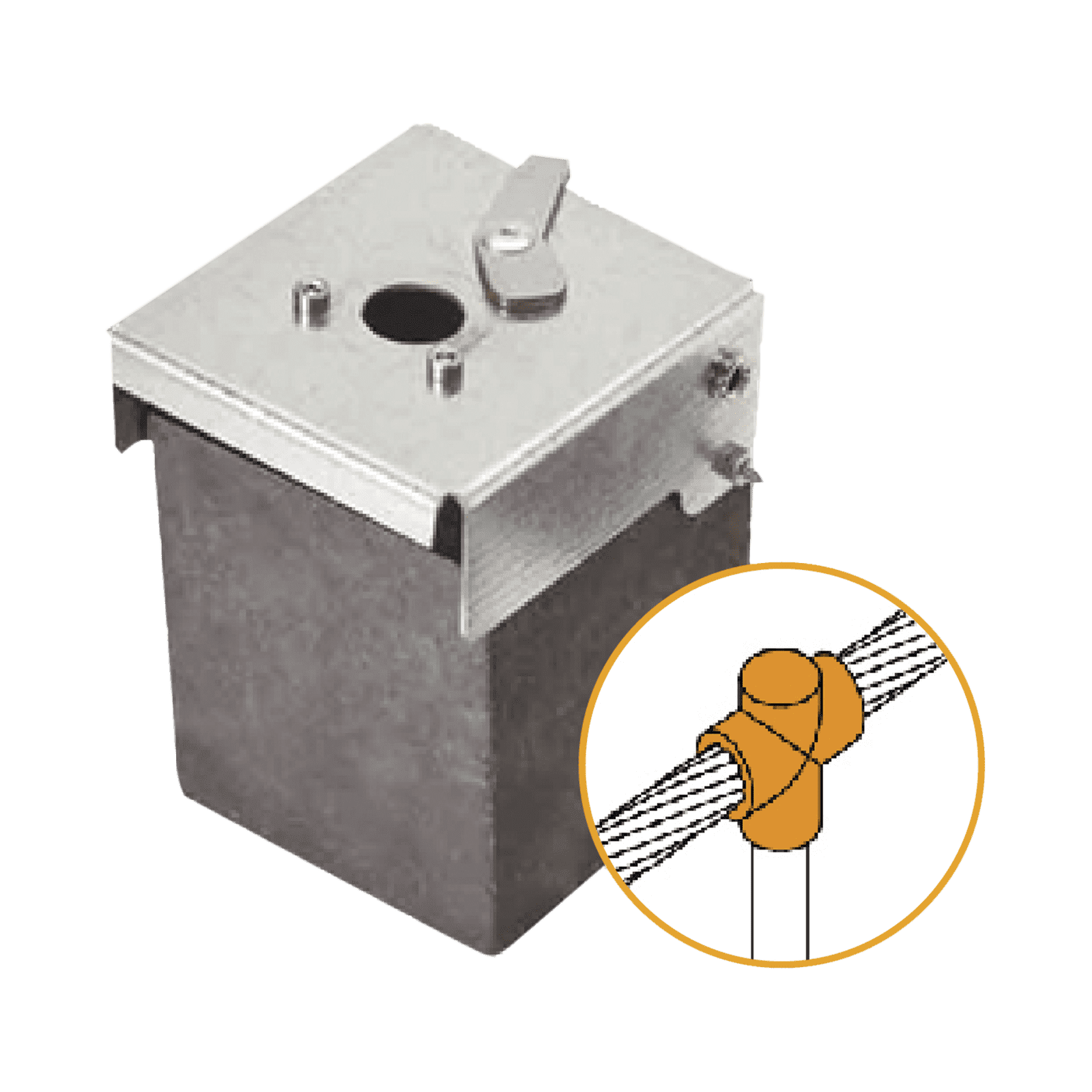 Molde de grafito vertical unión en T vertical de cable 4/0 AWG (pasante) con Pica de 5/8 in (terminal). ATW40/T16/TV - APLICACIONES TECNOLOGICAS