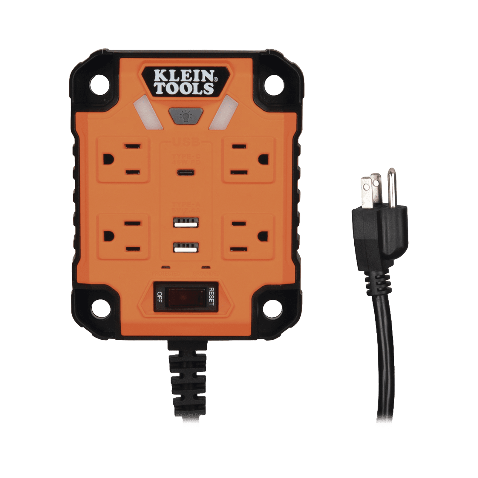 Multicontacto Powerbox 1, con 4 Salidas 120 Vca, 2 USB-A / 1 USB-C, Luces LED Integradas y Soporte Magnético 29601 - KLEIN TOOLS