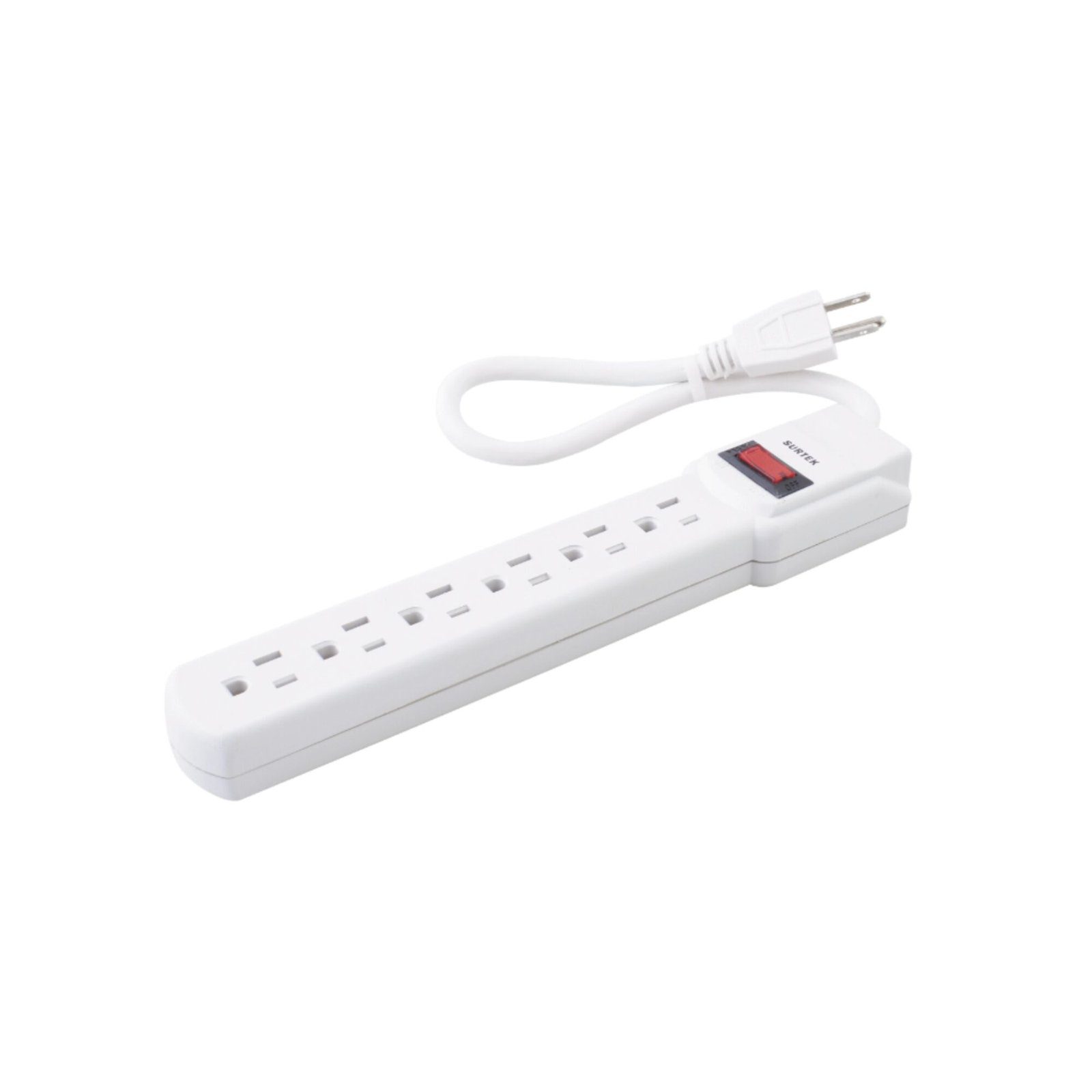 Multicontacto con cable 30 cm. 6 tomas 127 Vca línea, tierra, neutro 15 A max. SYS-136201 - SURTEK