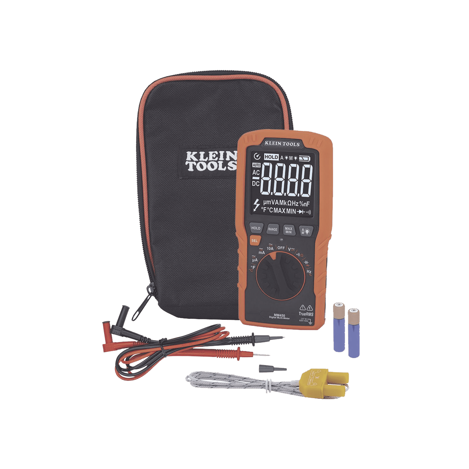 Multímetro Digital Esbelto de Rango Automático con TRMS 600V y Medición de Temperatura MM450 - KLEIN TOOLS