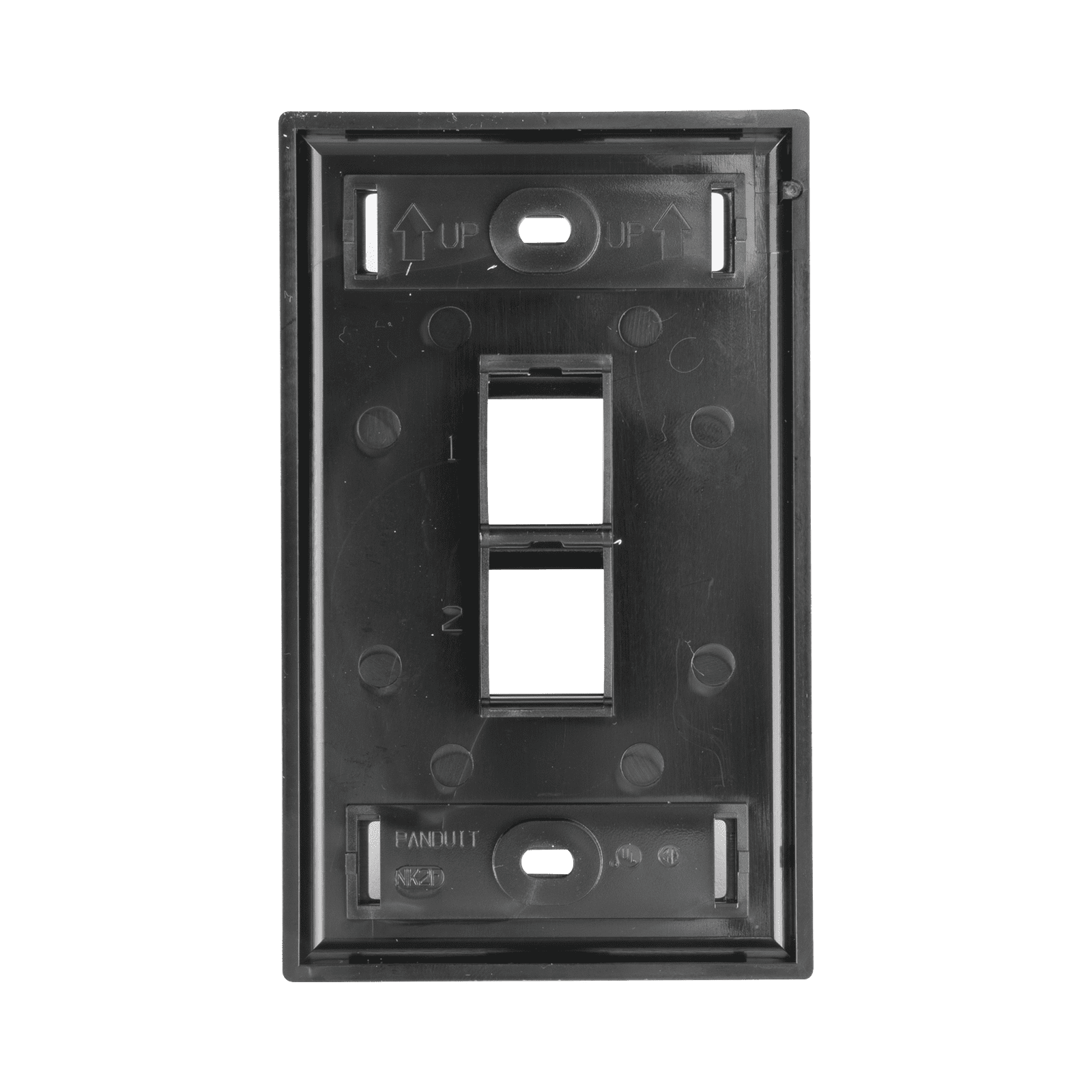 Placa de Pared Vertical, Salida Para 2 Puertos Keystone, Con Espacios Para Etiquetas, Color Negro NK2FBL - PANDUIT