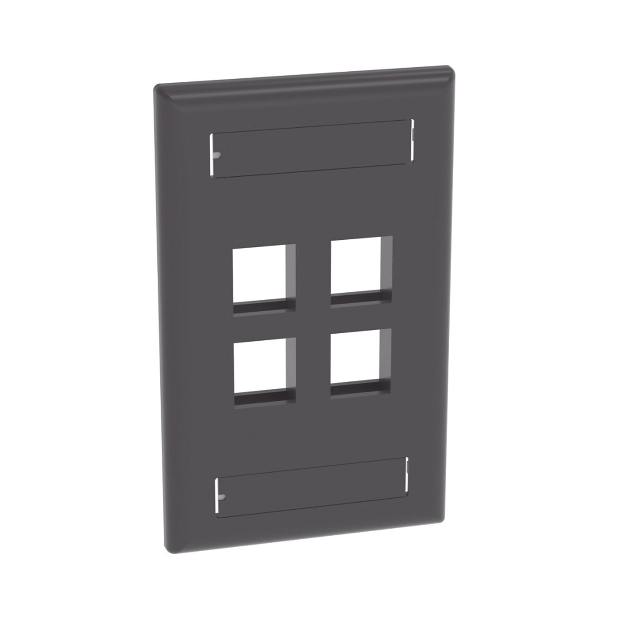 Placa de Pared Vertical, Salida Para 4 Puertos Keystone, Con Espacios Para Etiquetas, Color Negro NK4FBL - PANDUIT