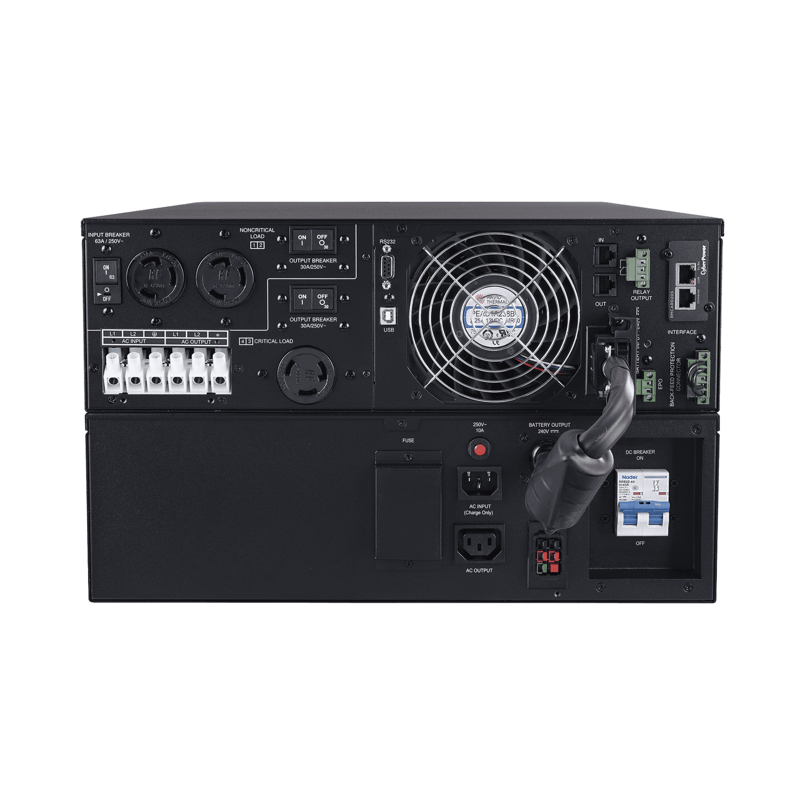 UPS de 10000 VA/10000 W, Online Doble Conversión, 200 – 240 Vac de Entrada, 200 – 240 Vac de Salida, Terminal Hardwired, Onda Senoidal Pura, Torre o Rack de 6 UR, Con 3 Tomas NEMA L6-30R OL10KRT - CyberPower