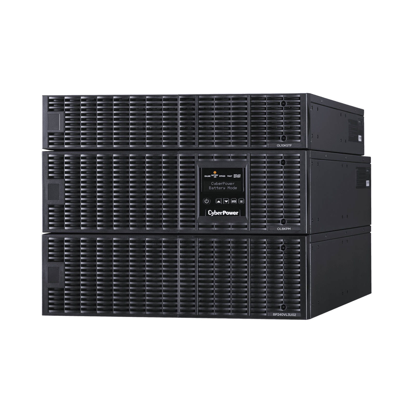 UPS de 8000 VA/8000 W, Online Doble Conversión, 200 – 240 Vac de Entrada, 120 – 240 Vac de Salida, Entrada Hardwired, Onda Senoidal Pura, Torre o Rack de 8 UR, Con 6 Tomas NEMA 5-20R, 3 NEMA L6-30R y Terminal Hardwired OL8KRTF - CyberPower