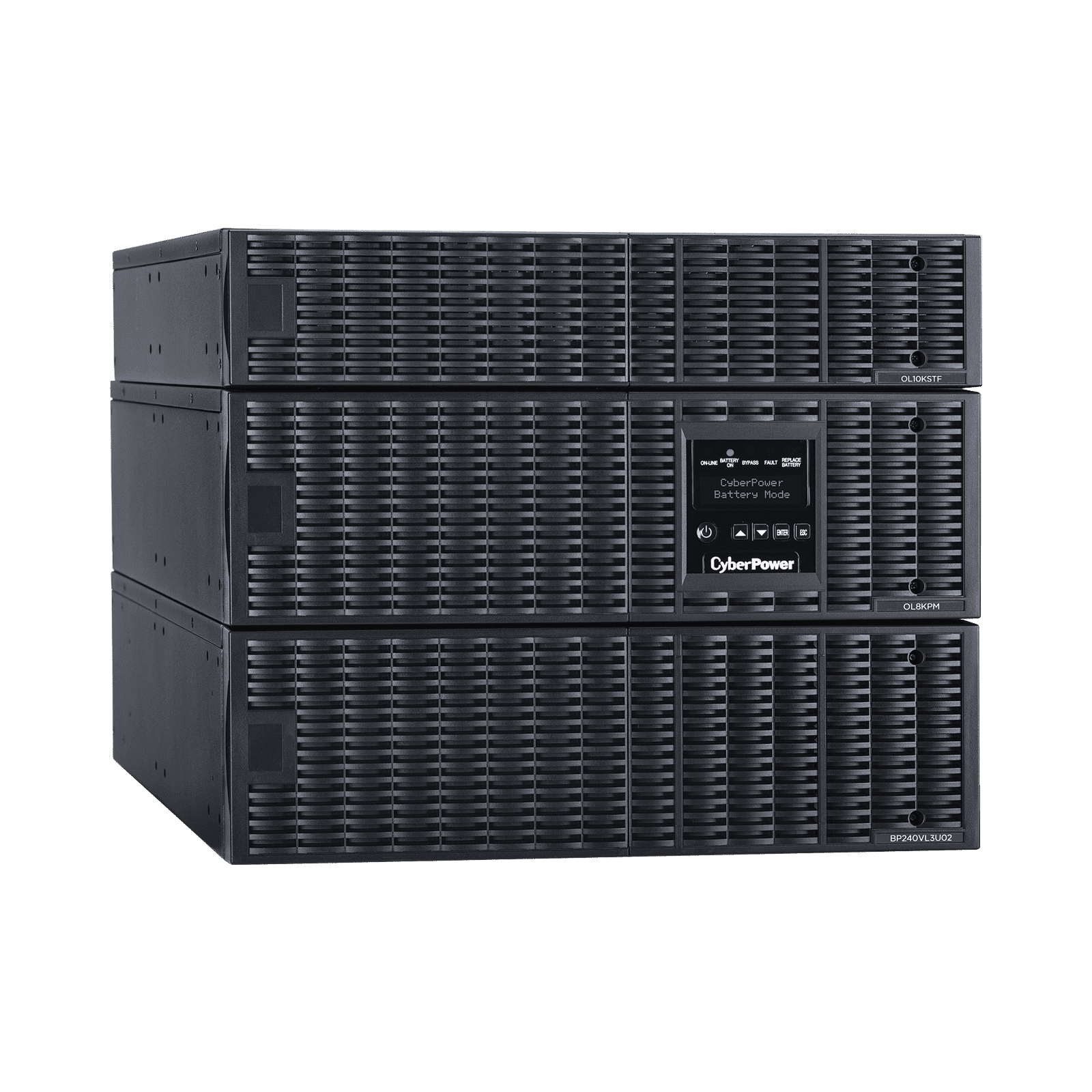 UPS de 8000 VA/8000 W, Online Doble Conversión, 200 – 240 Vac de Entrada, 120 – 240 Vac de Salida, Entrada Hardwired, Onda Senoidal Pura, Torre o Rack de 8 UR, Con 6 Tomas NEMA 5-20R, 3 NEMA L6-30R y Terminal Hardwired OL8KRTF - CyberPower