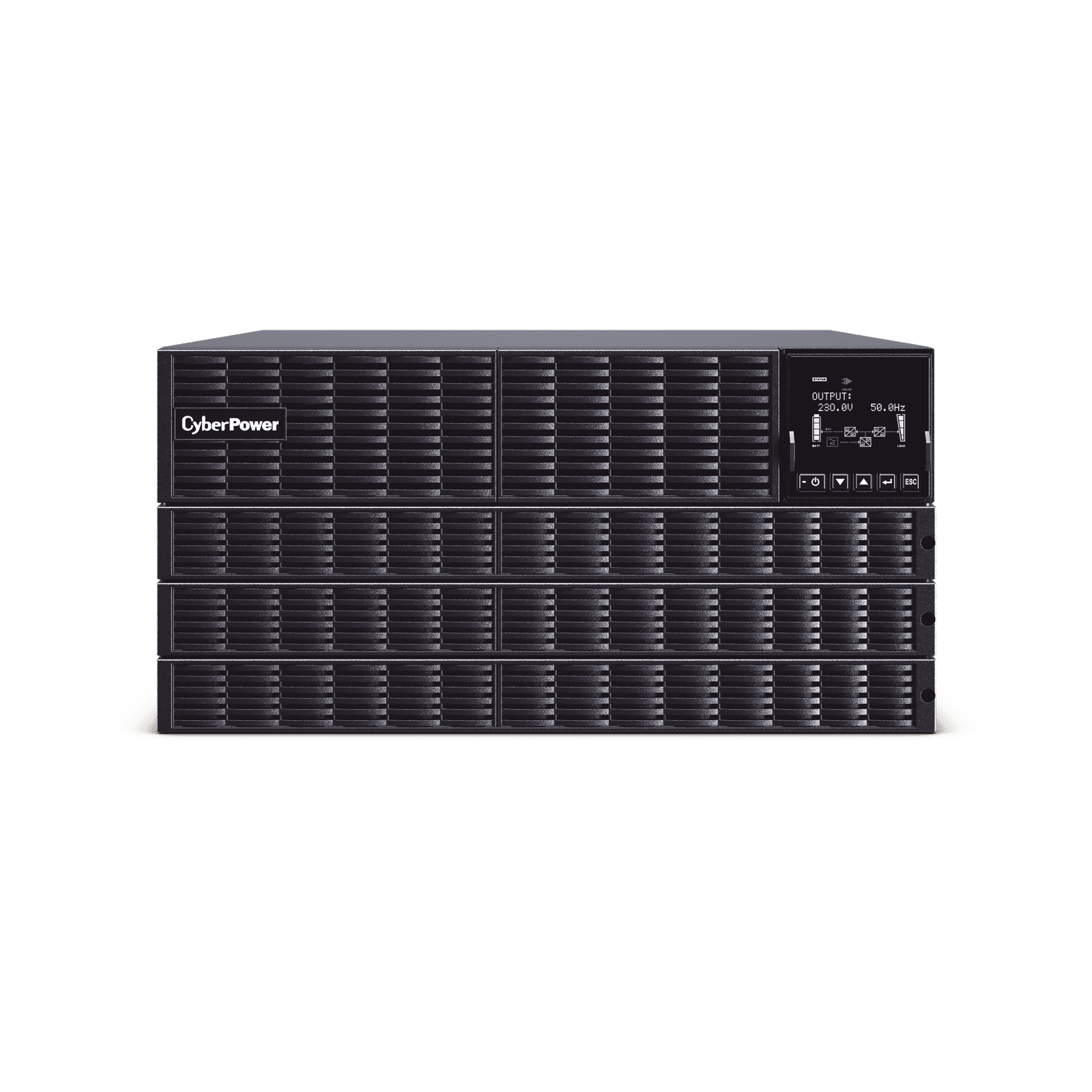 UPS de 10000 VA/10000 W, Online Doble Conversión, 200 – 240 Vac de Entrada, 200 – 240 Vac de Salida, Terminal Hardwired, Onda Senoidal Pura, Torre o Rack de 6 UR, Con 3 Tomas NEMA L6-30R OLS10KERT5UNEMA - CyberPower