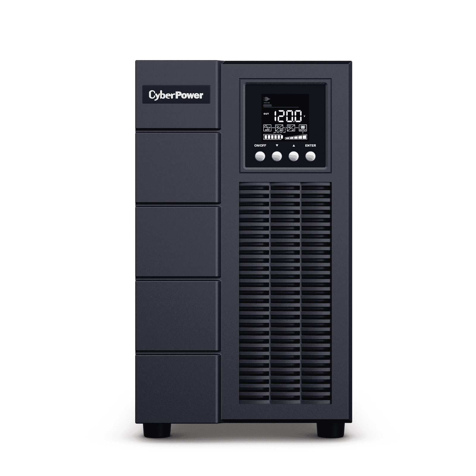 UPS de 3000 VA/2700 W, Online Doble Conversión, Entrada 120 Vca NEMA L5-30P, Onda Senoidal Pura, Tipo Torre, Con 4 Tomas NEMA 5-20R y 1 Block Hardwired OLS3000A - CyberPower