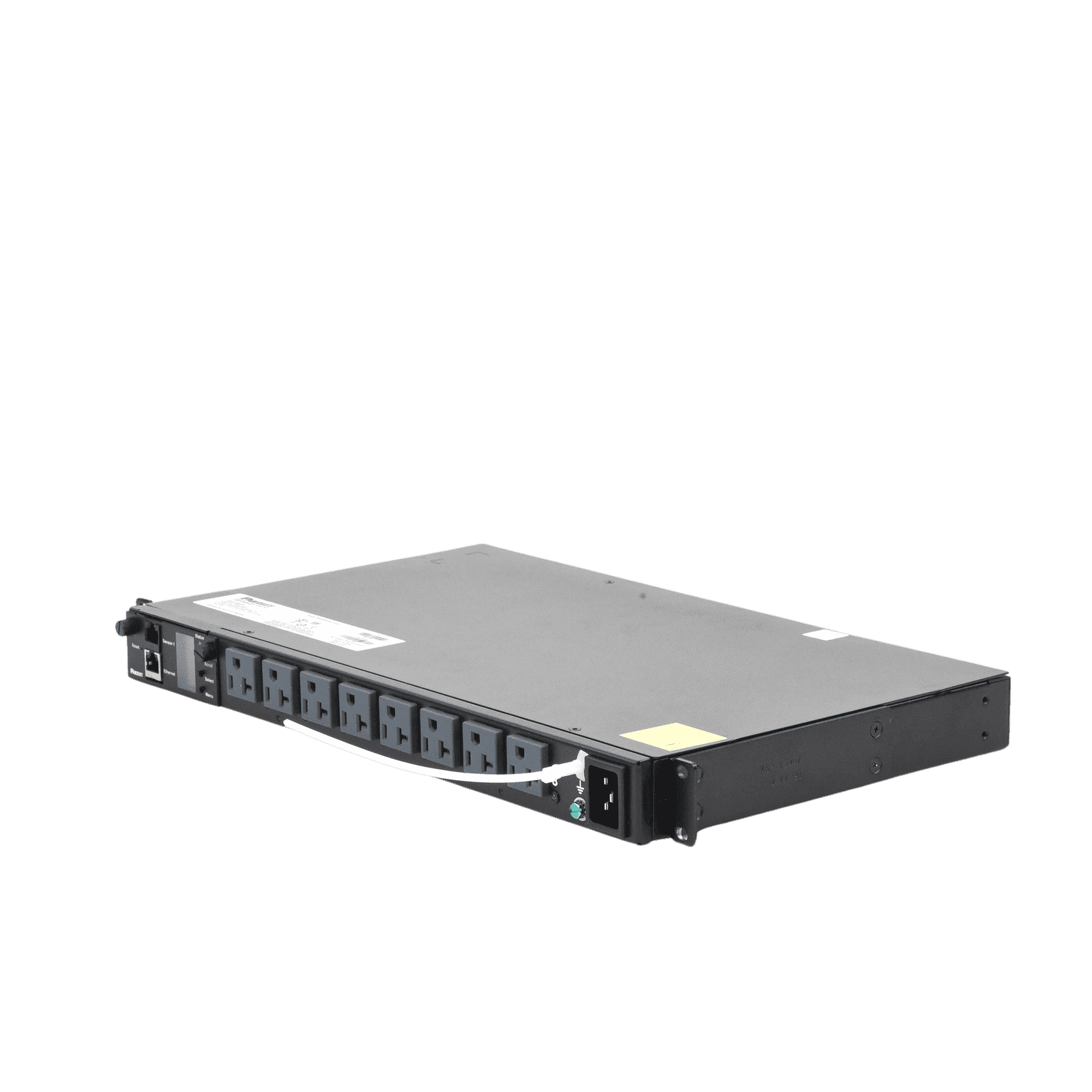 PDU Switchable y Monitoreable por Toma (MS) para Distribución de Energía, Enchufe de Entrada NEMA 5-15P, Con 8 Salidas 5-20R, Horizontal 19in, 120 Vca, 15 Amp, 1UR P08E14M - PANDUIT