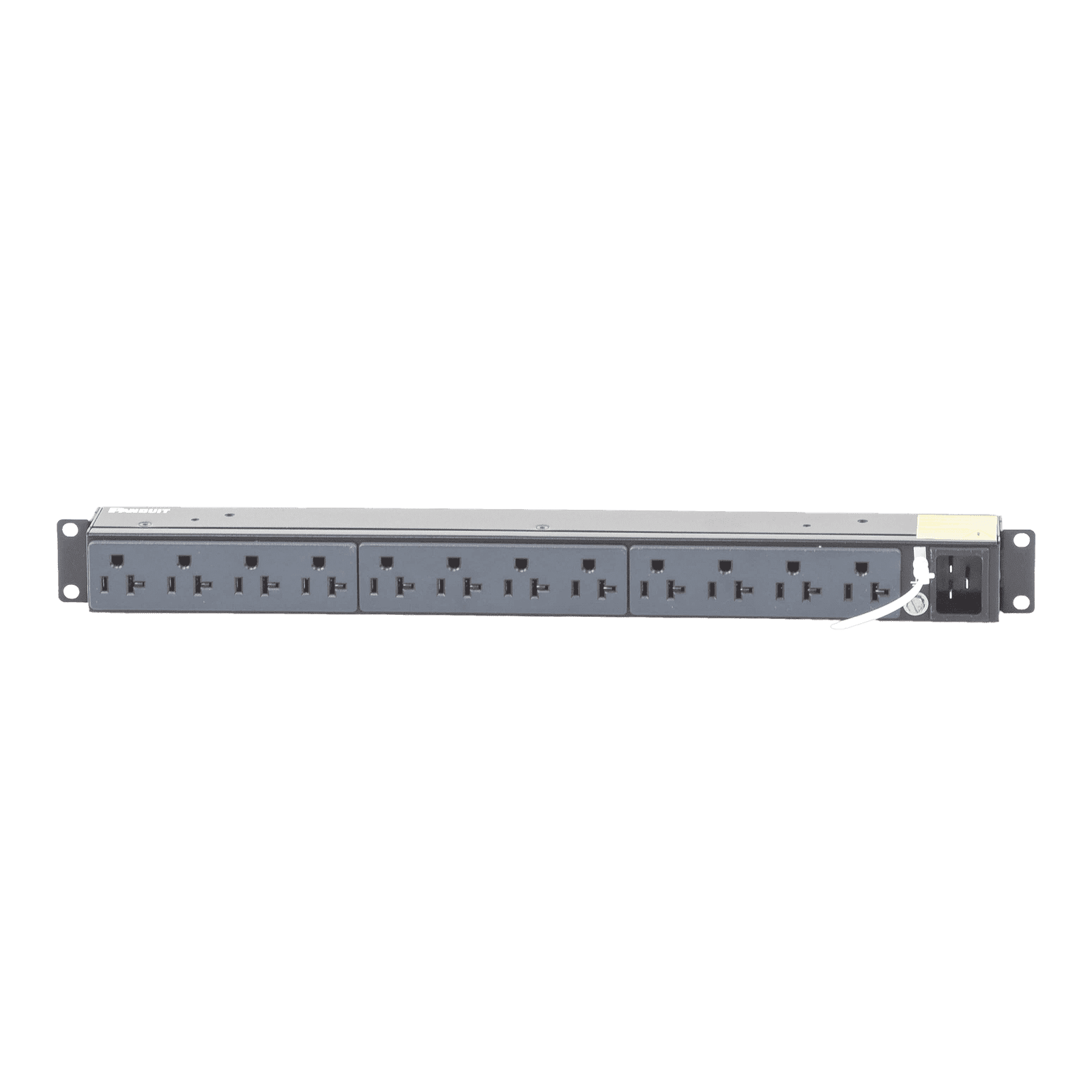 PDU Básico para Distribución de Energía, Enchufe de Entrada NEMA 5-15P, Con 12 Contactos NEMA 5-20R, Instalación Horizontal de 19in, 1UR, 15 Amp, 120 Vca P12B01M - PANDUIT
