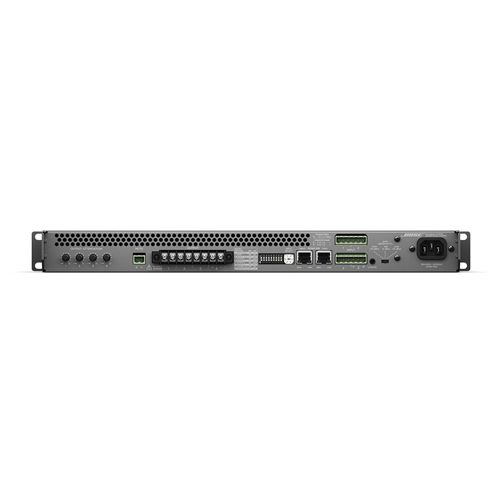 Amplificador de Audio | 4 x 300w | Baja Impedancia | 70/100V | PowerSpace | Amplink | I-Share P4300A - BOSE PROFESSIONAL