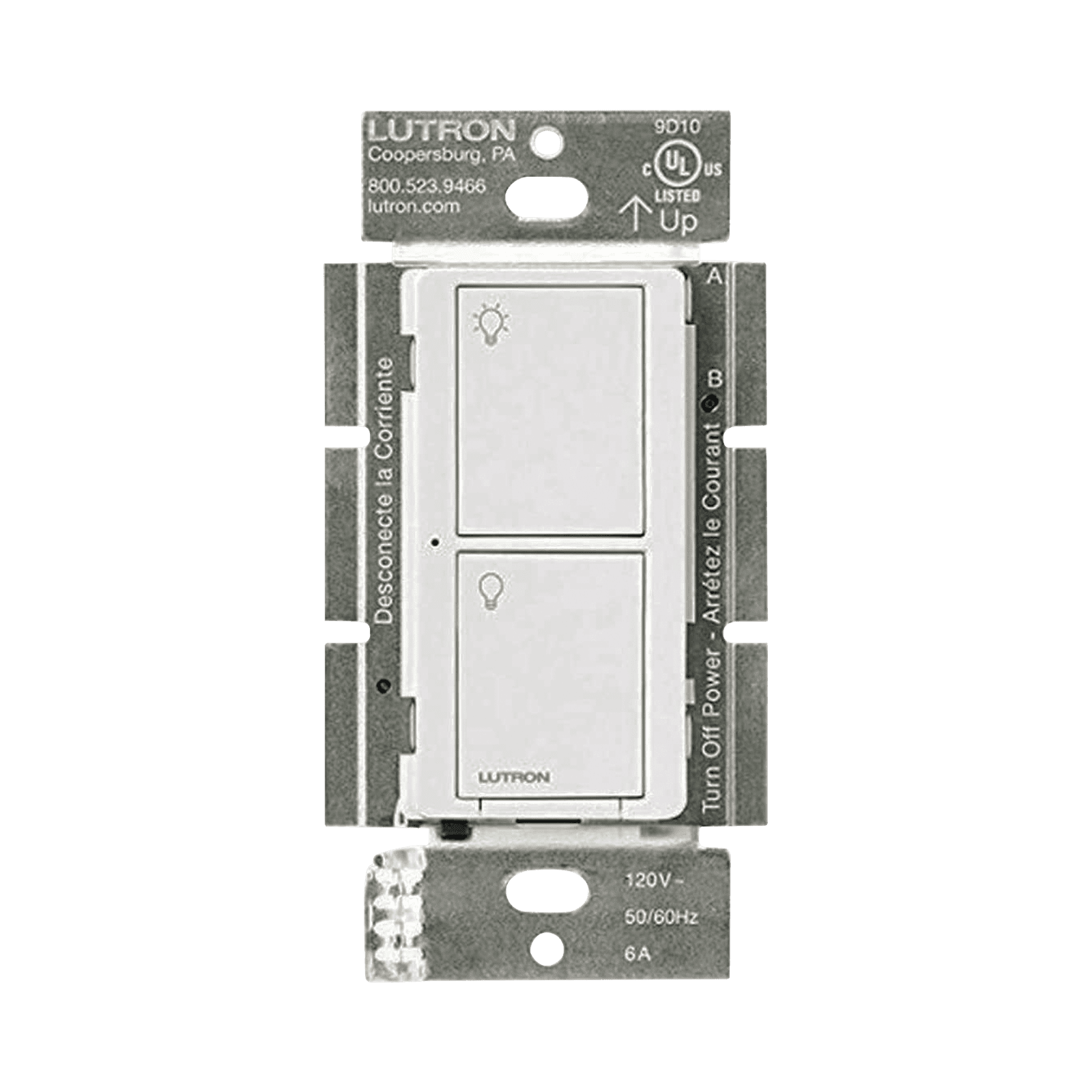 (Caseta Wireless) Interruptor Inteligente On/Off, requiere cable neutro. 6A, /120V PD6ANSWH - LUTRON CASETA WIRELESS