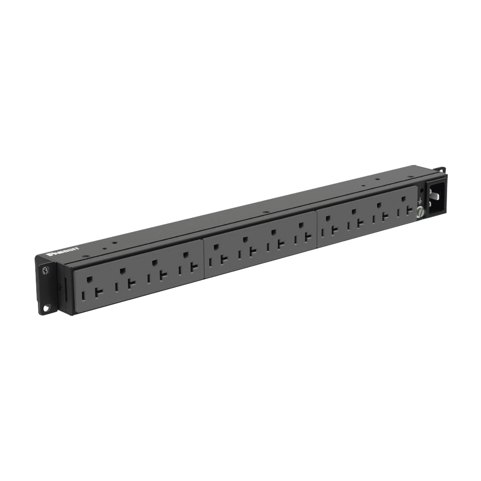 PDU Básico para Distribución de Energía, Enchufe de Entrada NEMA 5-20P, Con 12 Contactos NEMA 5-20R, Instalación Horizontal de 19in, 1UR, 20 Amp, 120 Vca P12B19M - PANDUIT