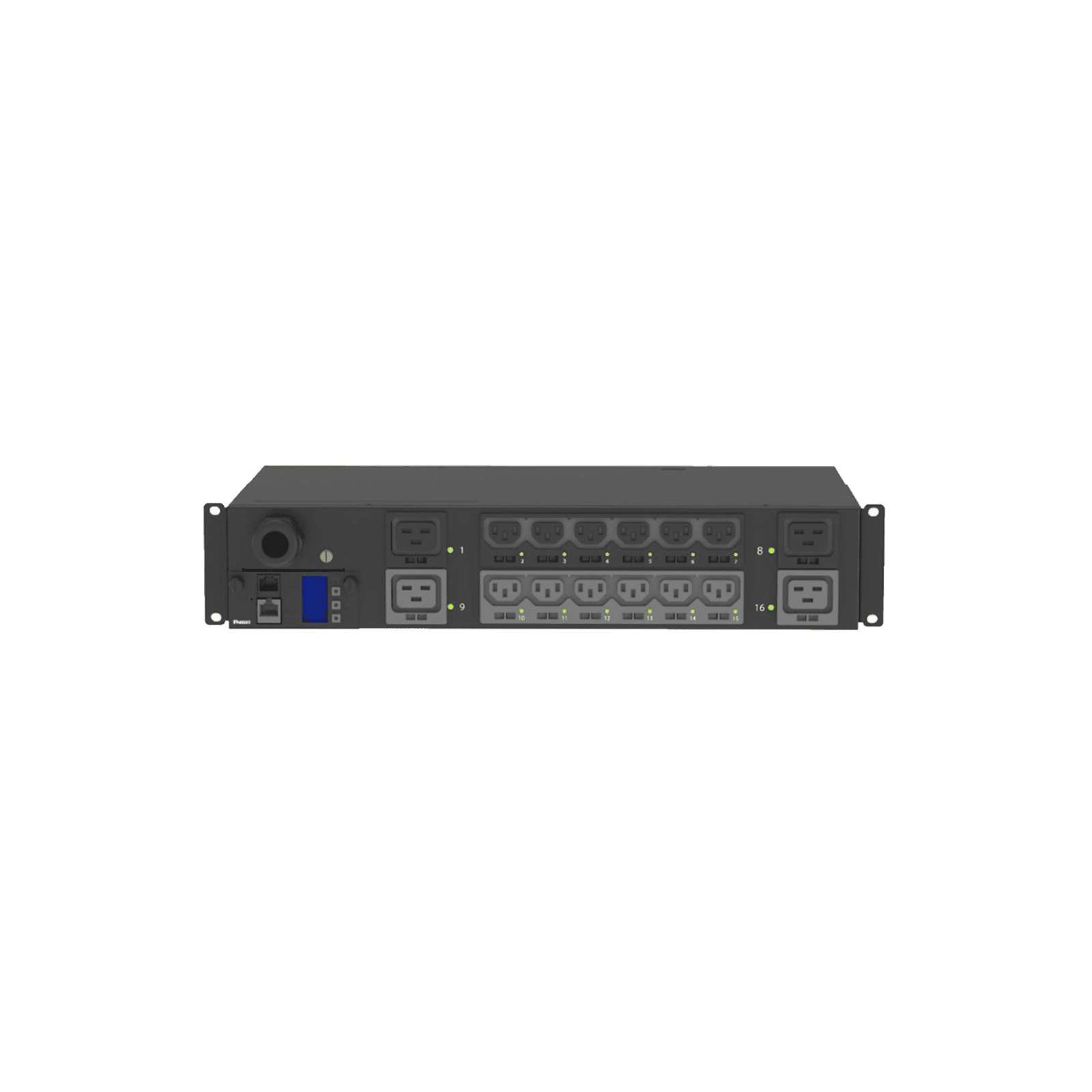 PDU Monitoreable y Switchable (MS) para Distribución de Energía, Enchufe de Entrada NEMA L6-30P, Con 12 Salidas C13 y 4 Salidas C19, Horizontal 19in, 208 Vca, 30 Amp, 2UR P16E19M - PANDUIT