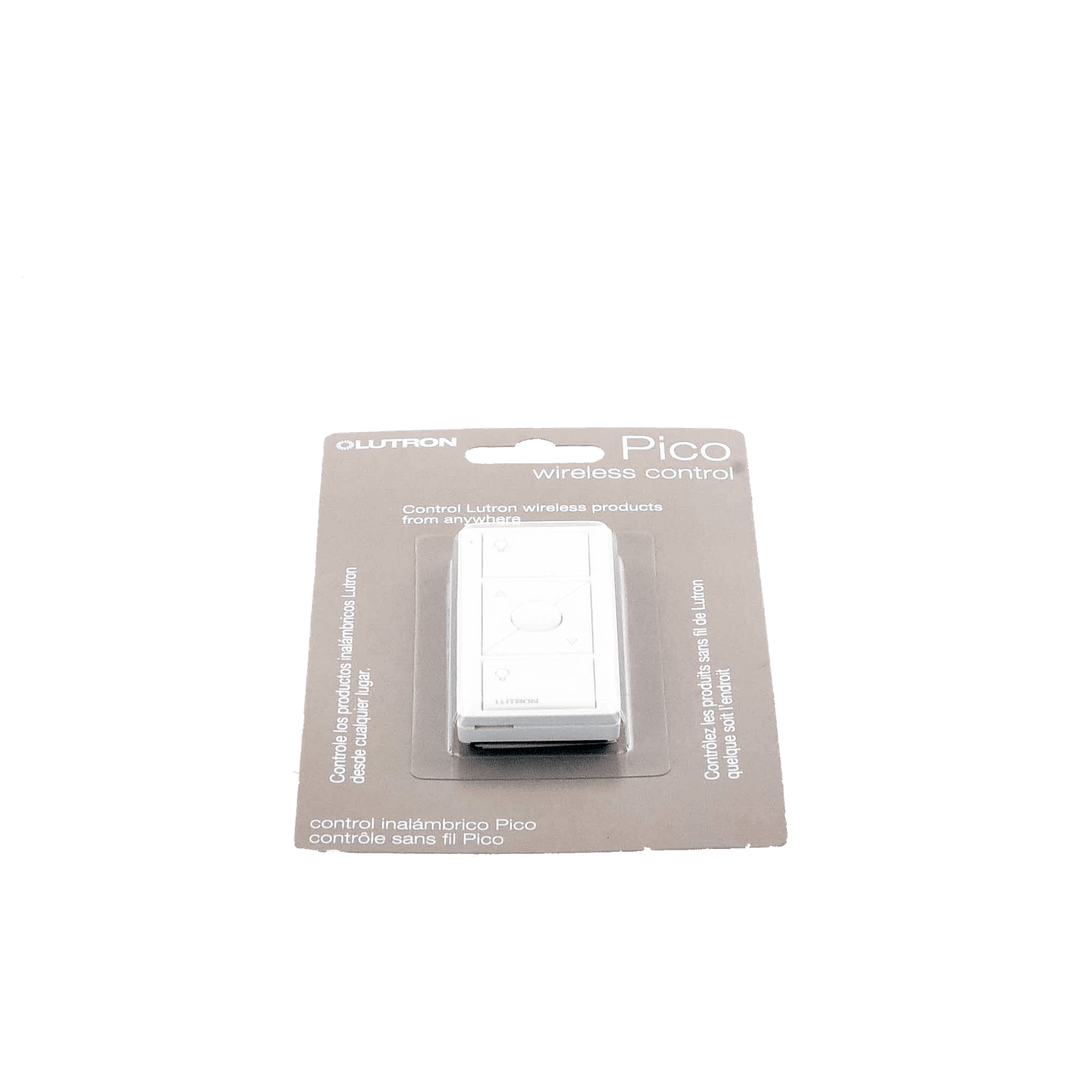 Control remoto PICO 3 botones encender/apagar, subir/bajar intensidad, color blanco, complemente con un atenuador Caseta, RA2, RadioRa2. PJ23BRLGWHL01 - LUTRON ELECTRONICS