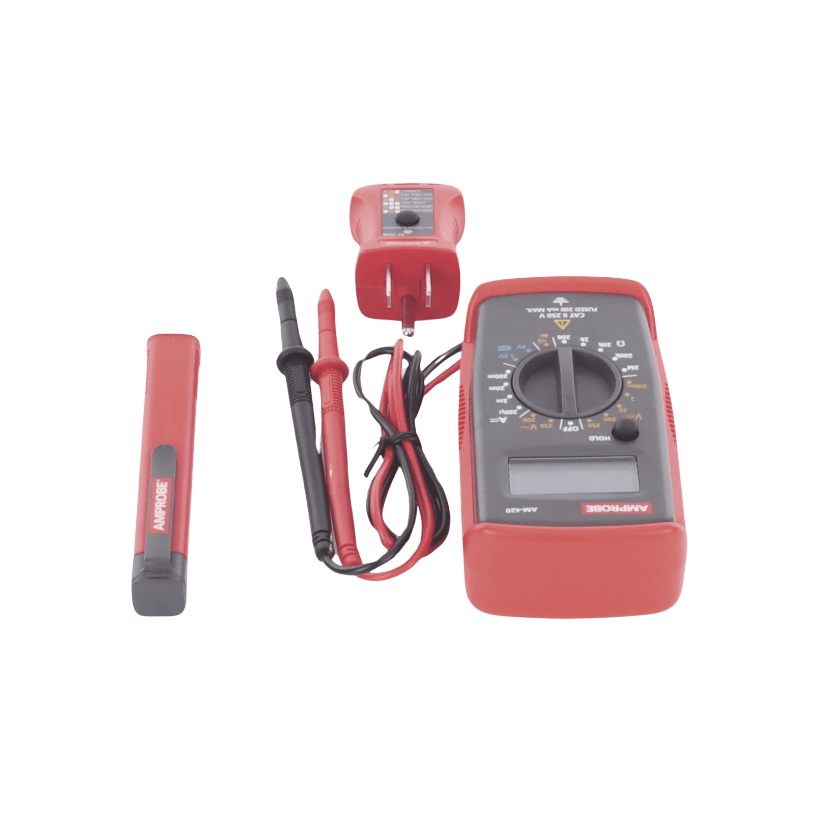 KIT Básico 3 en 1 con Multímetro Digital + Detector de Tensión sin Contacto + Comprobador de Fase GFCI PK-110 - AMPROBE