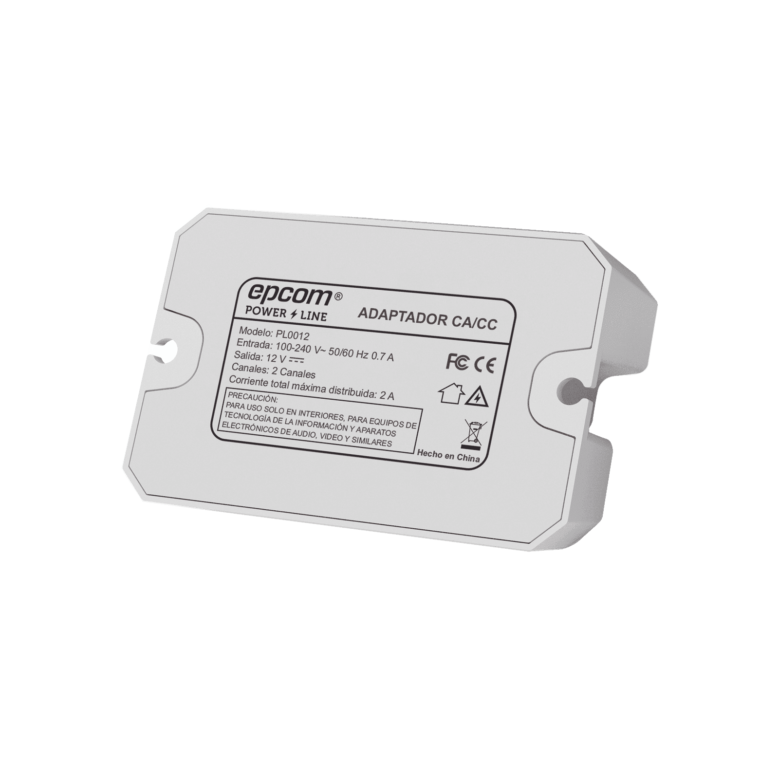 Fuente de alimentación / 12 Vcc / 2 Amperes / Terminales de entrada para Vca en 2 pines / 2 salidas para Vcc en 2 pines PL0012 - EPCOM POWERLINE