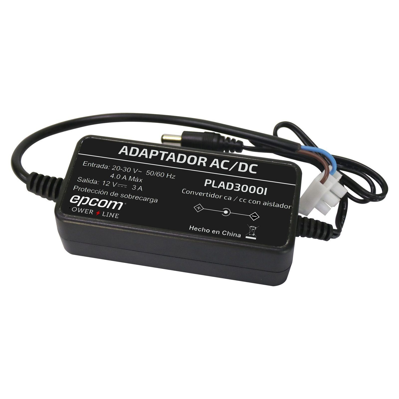 2 en 1 / 1.- Convertidor de 20 – 30 VCA a 12 Vcc @ 3 Amp / 2.- Filtro Contra Ruido para Cámaras TurboHD, CVI, TVI / Envío Largas Distancias PLAD3000I - EPCOM POWERLINE