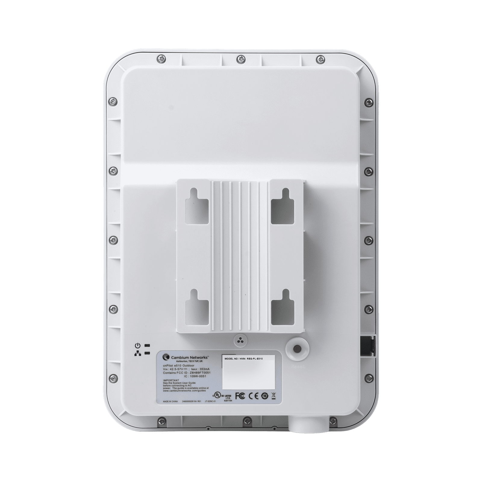 Access Point WiFi Industrial cnPilot e510 omnidireccional para exterior, IP67, doble banda, certificación contra golpes y vibraciones, soporta temperaturas extremas PL-E510X00A-RW - CAMBIUM NETWORKS