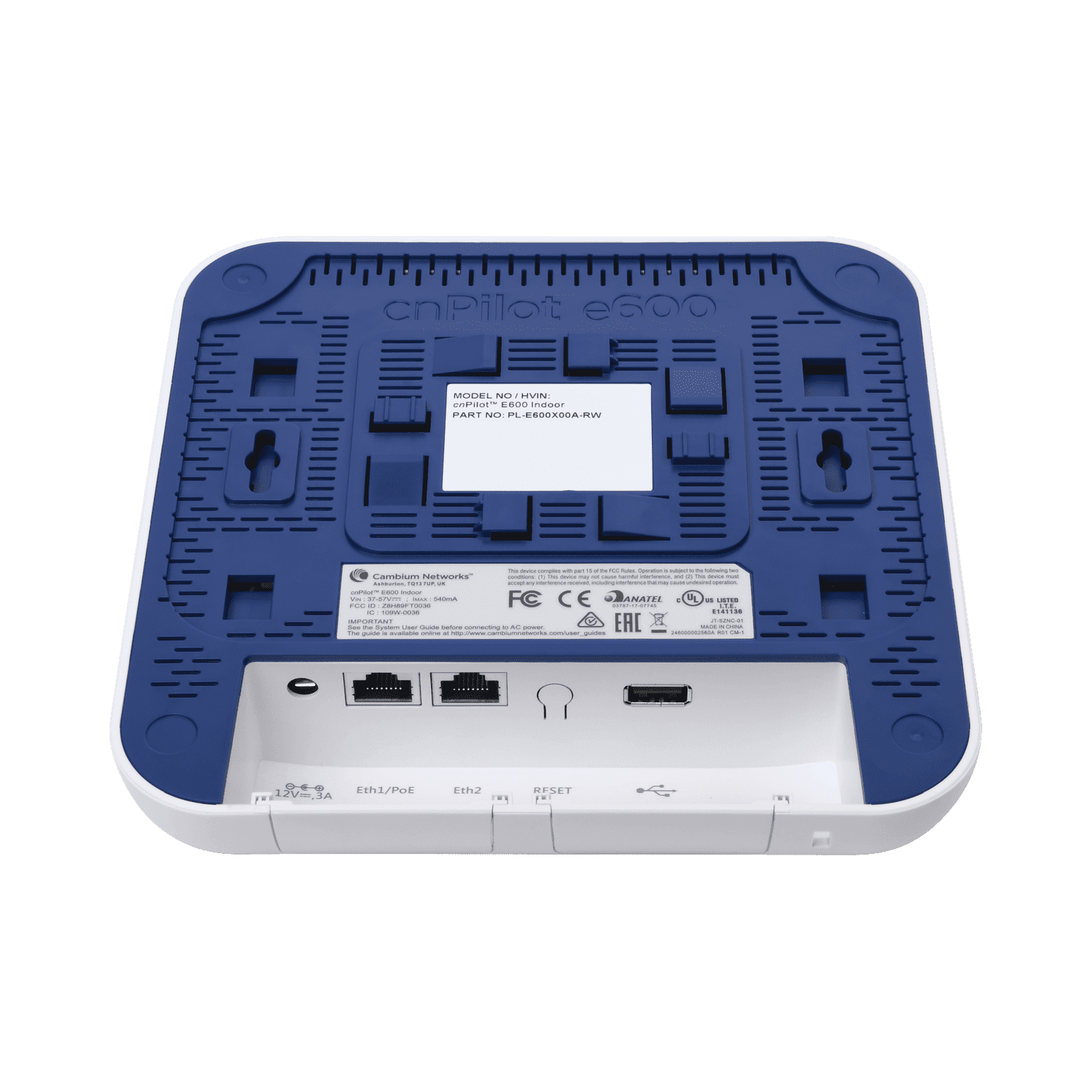 Access Point WiFi cnPilot e600 Indoor para alta cobertura y densidad de usuarios, Doble Banda, Wave 2, MU-MIMO 4X4, antena Beamforming Omnidireccional, hasta 512 clientes PL-E600X00A-RW - CAMBIUM NETWORKS