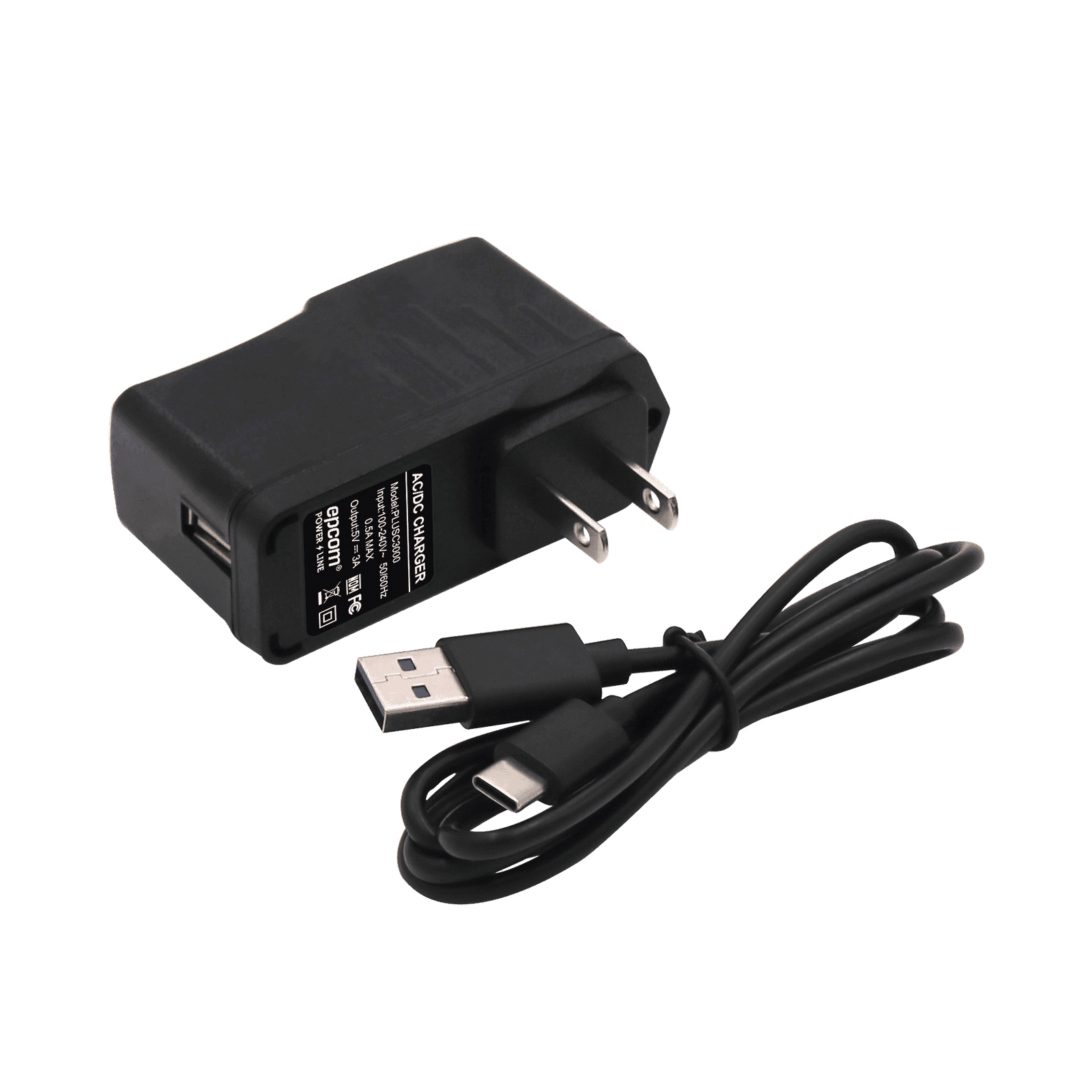 Adaptador de pared de 5 Vcc, @ 3 A con micro-USB tipo C PLUSC3000 - EPCOM POWERLINE
