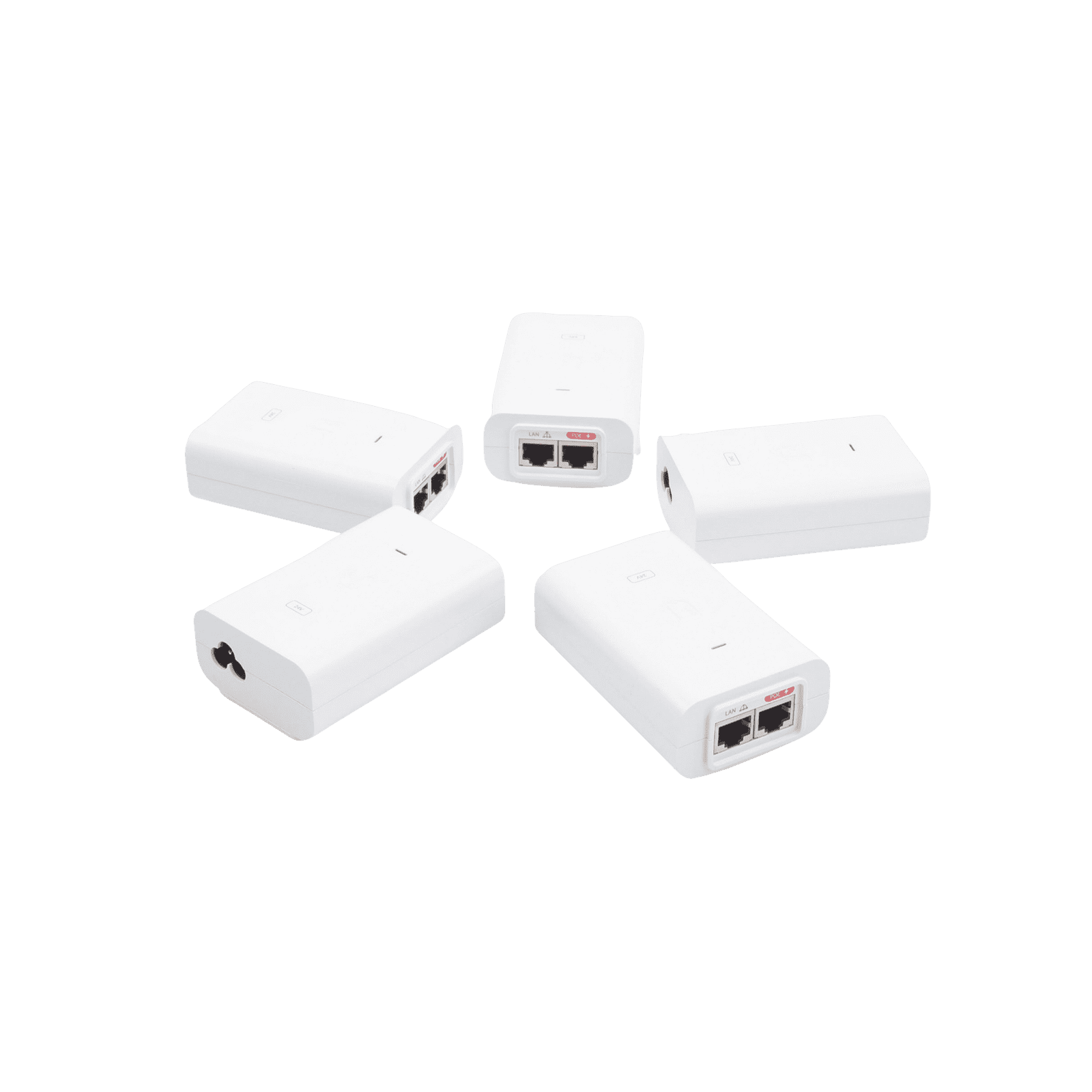 5 Unidades del Adaptador PoE Ubiquiti de 24 VDC, 1.0 A con puerto Gigabit, color blanco POE-24-24W-5P - UBIQUITI INC.