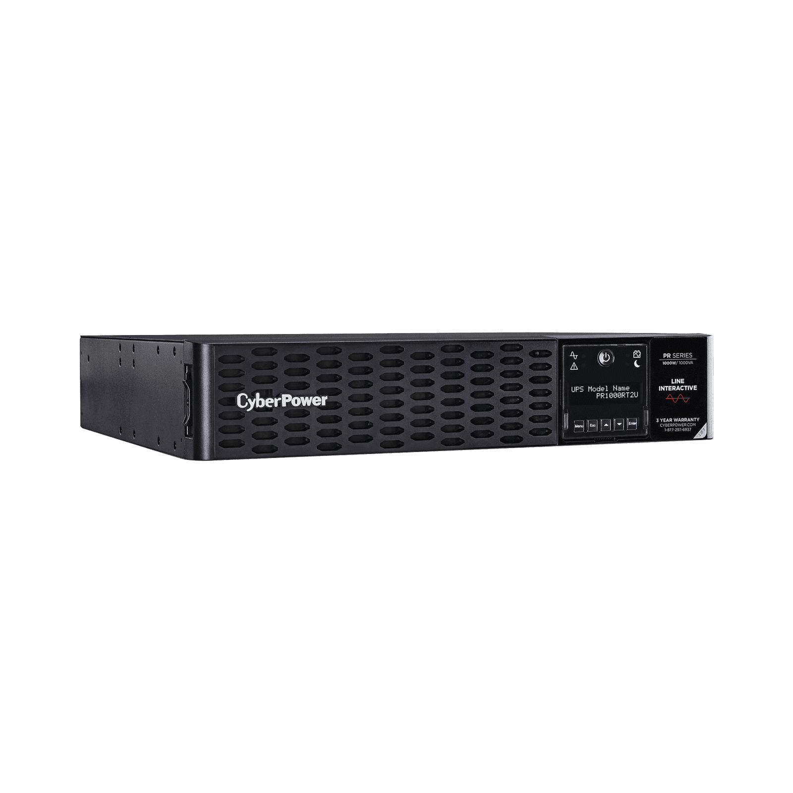 UPS de 1000 VA /1000 W, Topología Línea Interactiva, Entrada 120 Vca NEMA 5-15P, Onda Senoidal Pura, Torre o Rack 2 UR, Con 8 Tomas NEMA 5-15R PR1000RT2U - CyberPower