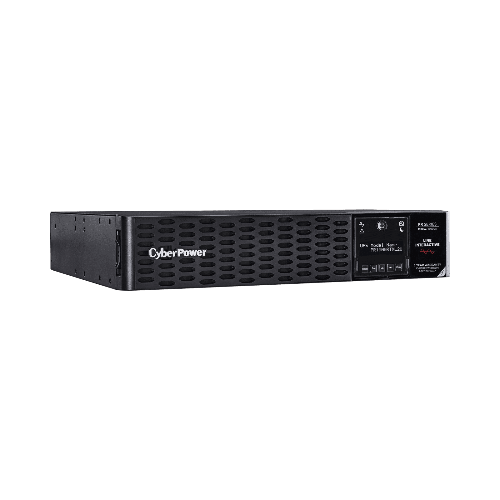 UPS de 1500 VA/1500 W, Topología Línea Interactiva, Entrada 120 Vca NEMA 5-15P, Onda Senoidal Pura, Torre o Rack 2 UR, Con 8 Tomas NEMA 5-15R PR1500RTXL2U - CyberPower