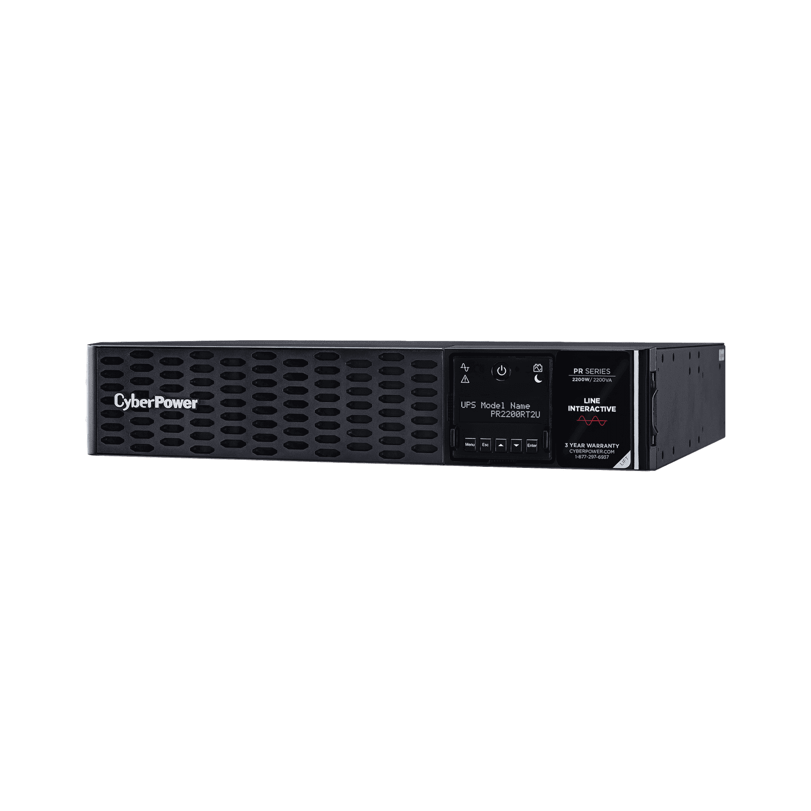 UPS de 2200 VA/2200 W, Topología Línea Interactiva, Entrada 120 Vca NEMA L5-30P, Onda Senoidal Pura, Torre o Rack 2 UR, Con 8 Tomas NEMA 5-20R PR2200RT2U - CyberPower