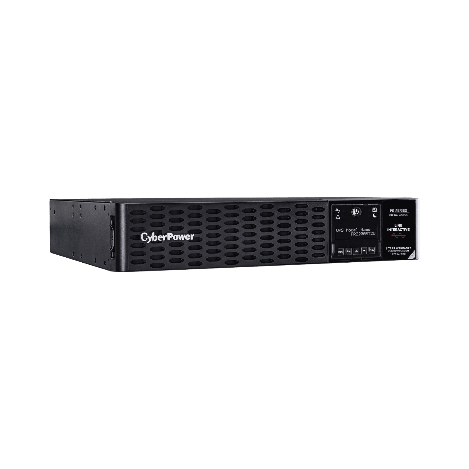 UPS de 2200 VA/2200 W, Topología Línea Interactiva, Entrada 120 Vca NEMA L5-30P, Onda Senoidal Pura, Torre o Rack 2 UR, Con 8 Tomas NEMA 5-20R PR2200RT2U - CyberPower