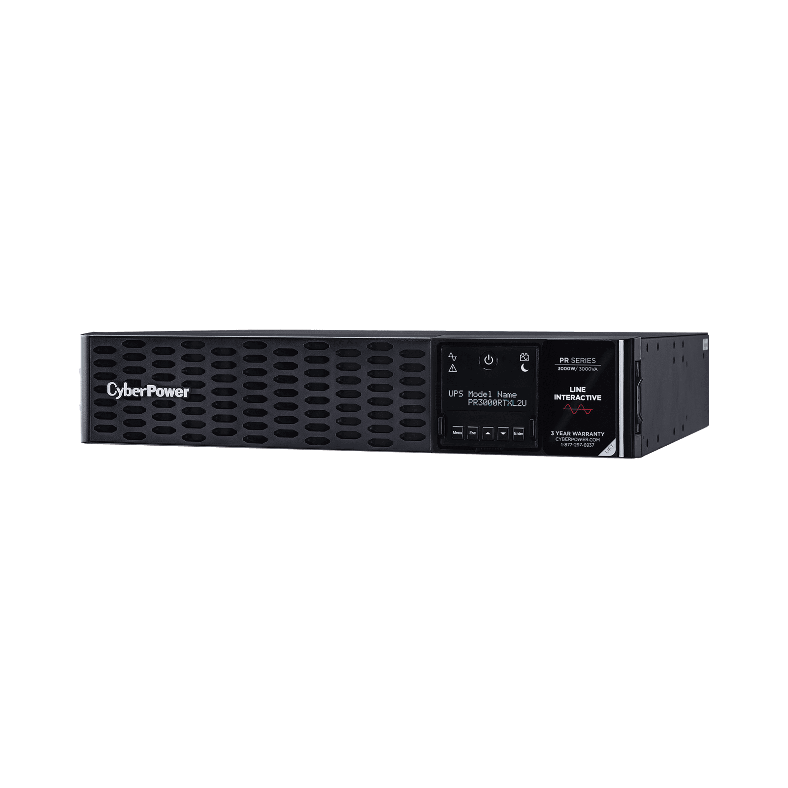 UPS de 3000 VA/3000 W, Topología Línea Interactiva, Entrada 120 Vca NEMA L5-30P, Onda Senoidal Pura, Torre o Rack de 2 UR, Con 8 Tomas 5-20R y 1 L5-30R PR3000RTXL2U - CyberPower