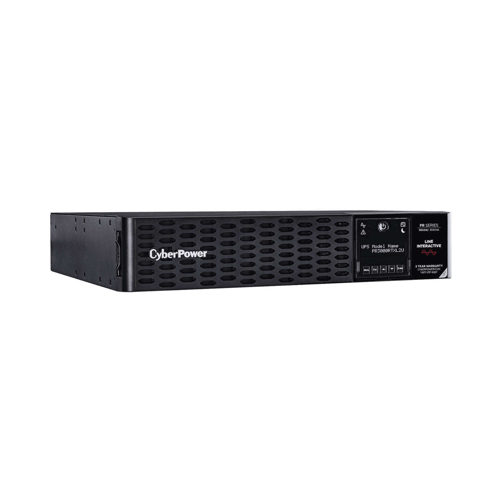 UPS de 3000 VA/3000 W, Topología Línea Interactiva, Entrada 120 Vca NEMA L5-30P, Onda Senoidal Pura, Torre o Rack de 2 UR, Con 8 Tomas 5-20R y 1 L5-30R PR3000RTXL2U - CyberPower