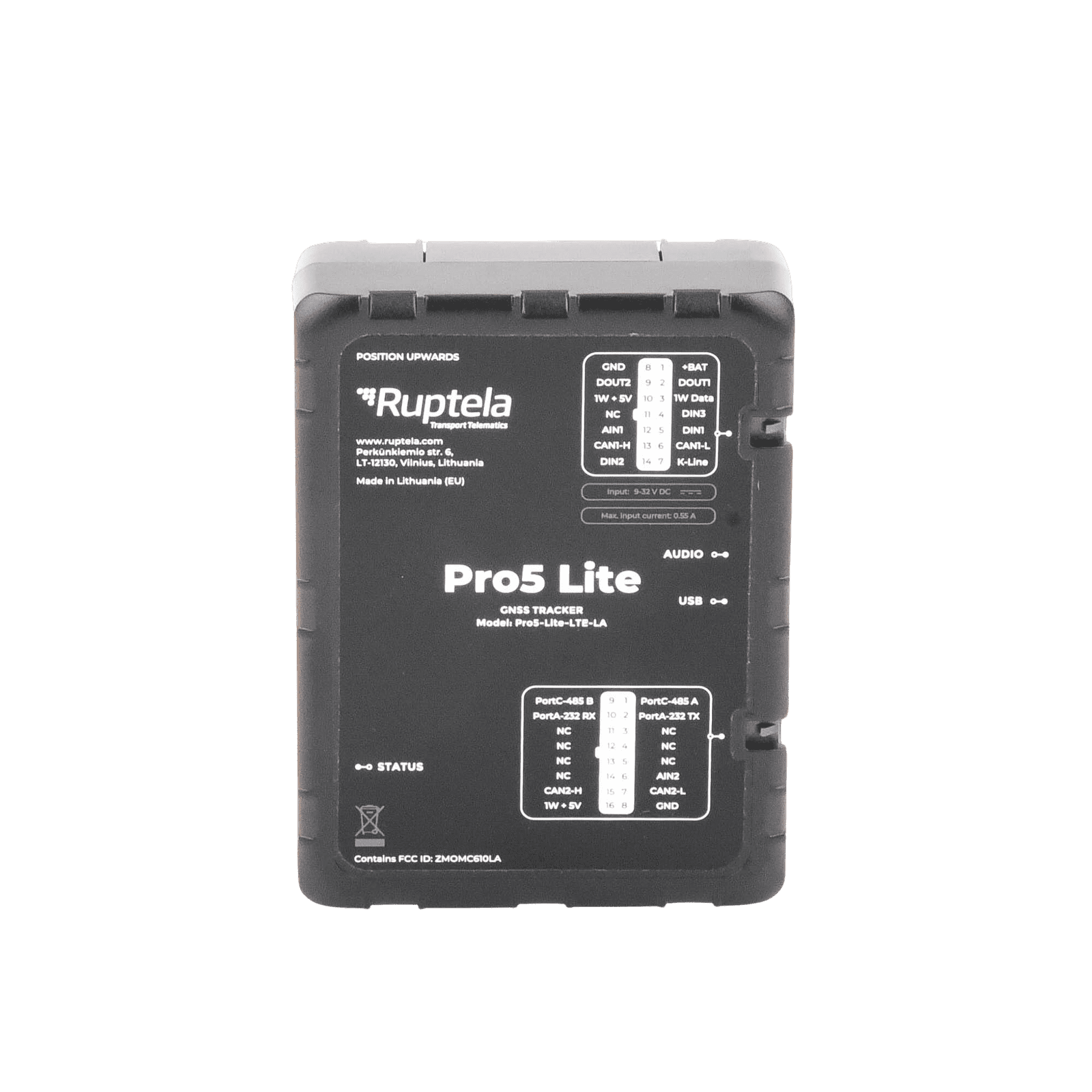 Tracker GPS Pro5 Lite / LTE CAT1 bis (4G), GSM (2G) / Lectura de Datos CAN / Monitoreo de Audio, Temperatura y Combustible / Pequeño con Nano SIM / Conectividad BLE / Protección Avanzada PRO5LITE - RUPTELA