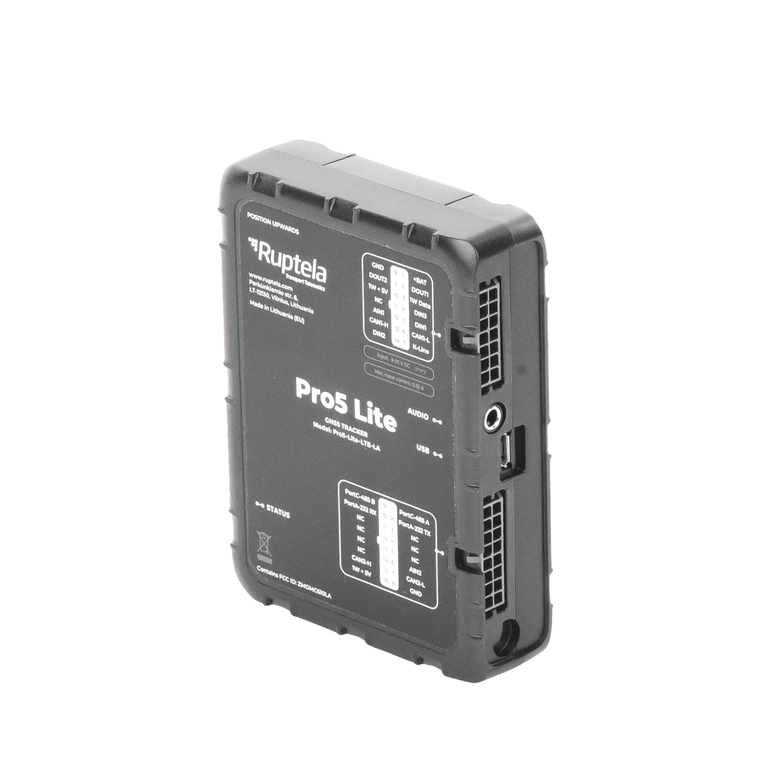Tracker GPS Pro5 Lite / LTE CAT1 bis (4G), GSM (2G) / Lectura de Datos CAN / Monitoreo de Audio, Temperatura y Combustible / Pequeño con Nano SIM / Conectividad BLE / Protección Avanzada PRO5LITE - RUPTELA