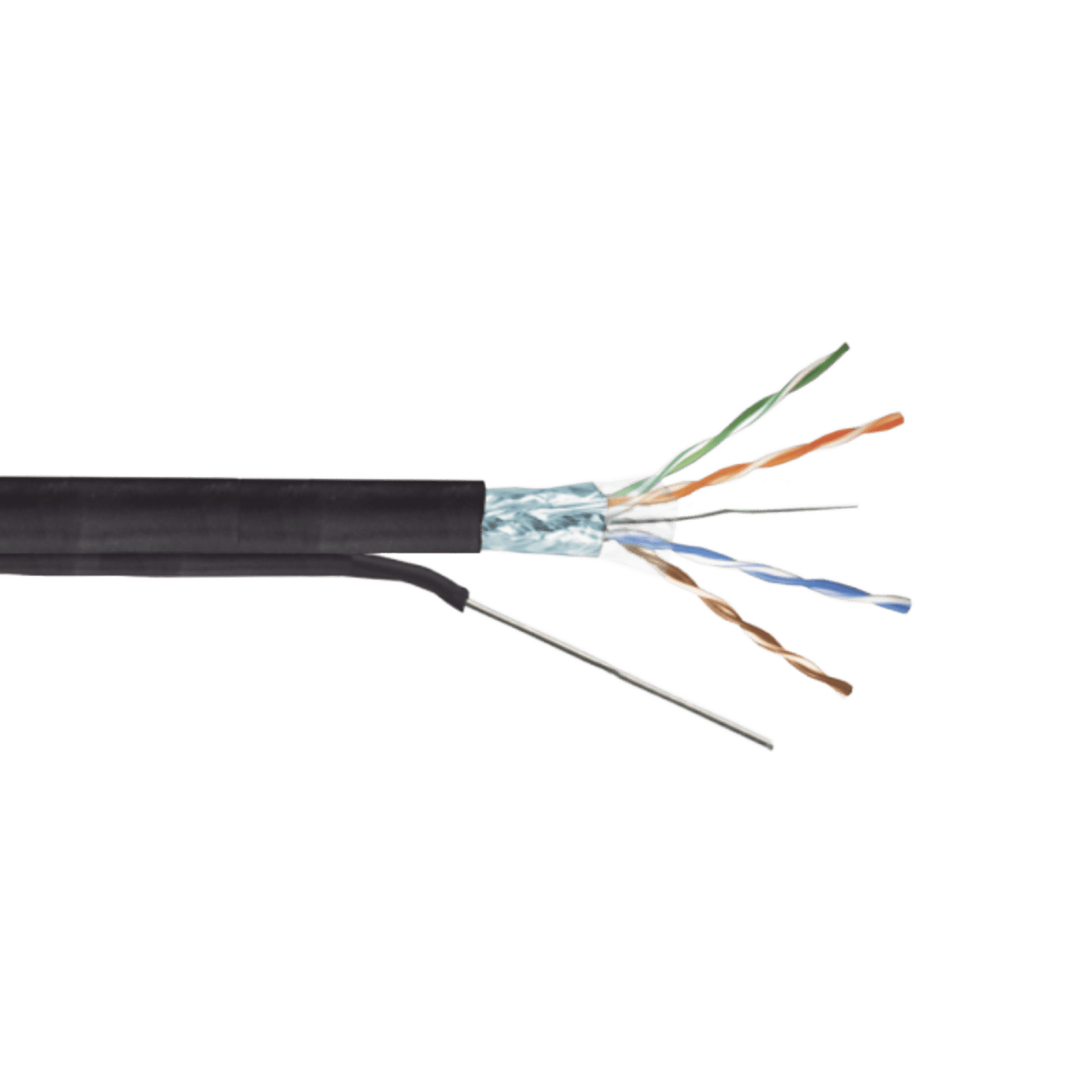 Bobina de cable FTP con Mensajero de Acero de 305 m Cat6+ CALIBRE 23, color negro, para aplicaciones en video vigilancia y redes de datos / Uso en Intemperie y aplicaciones Aéreas PRO-CAT-6-AIR - LINKEDPRO BY EPCOM