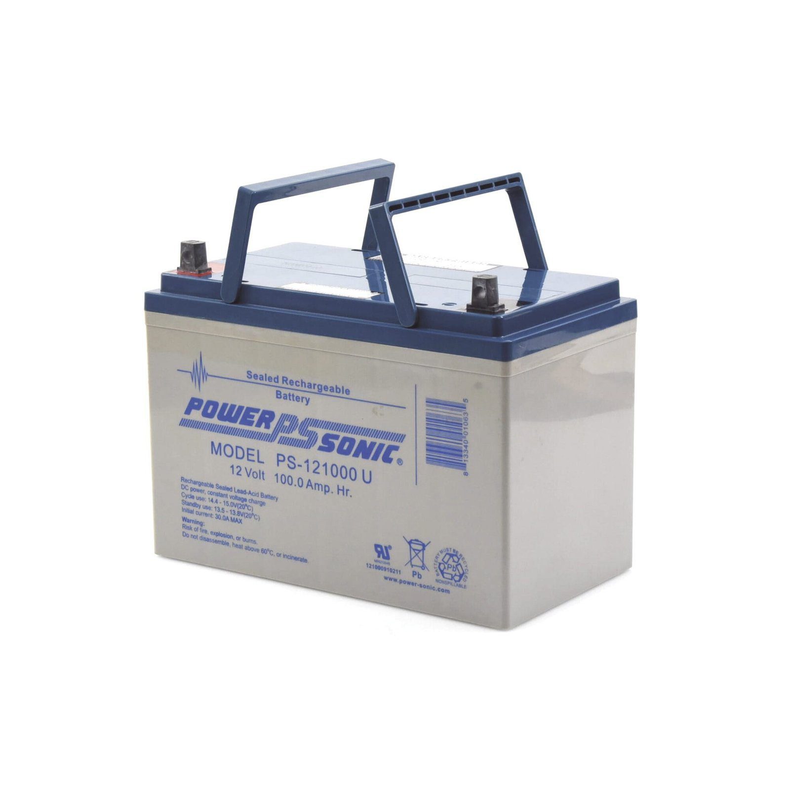 Batería 12V, 100AH, Para Respaldo, Tecnologías AGM/VRLA, 10-12 Años Vida Útil, Terminales U, Reconocida UL PS-121000-U - POWER SONIC