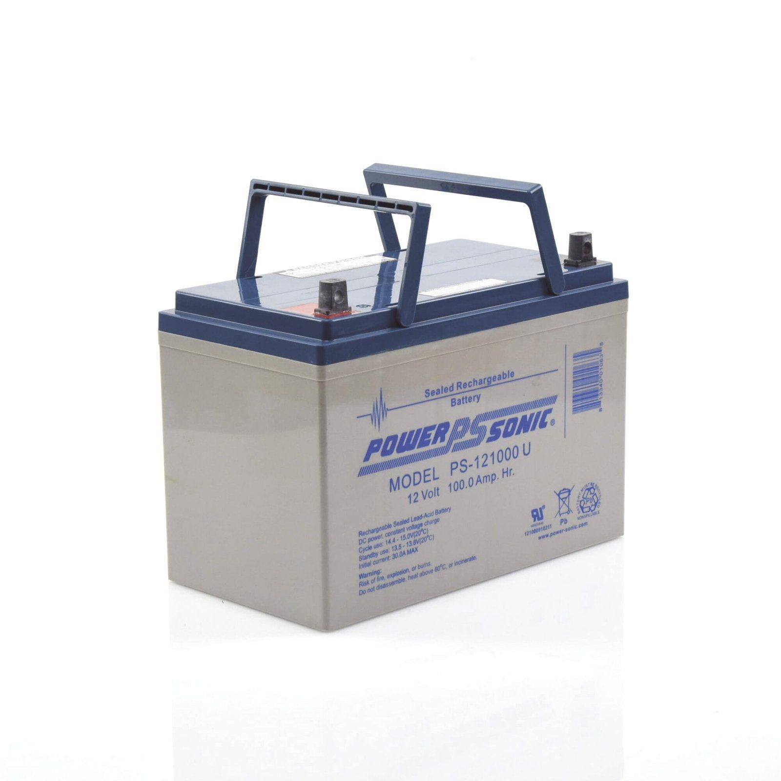 Batería 12V, 100AH, Para Respaldo, Tecnologías AGM/VRLA, 10-12 Años Vida Útil, Terminales U, Reconocida UL PS-121000-U - POWER SONIC