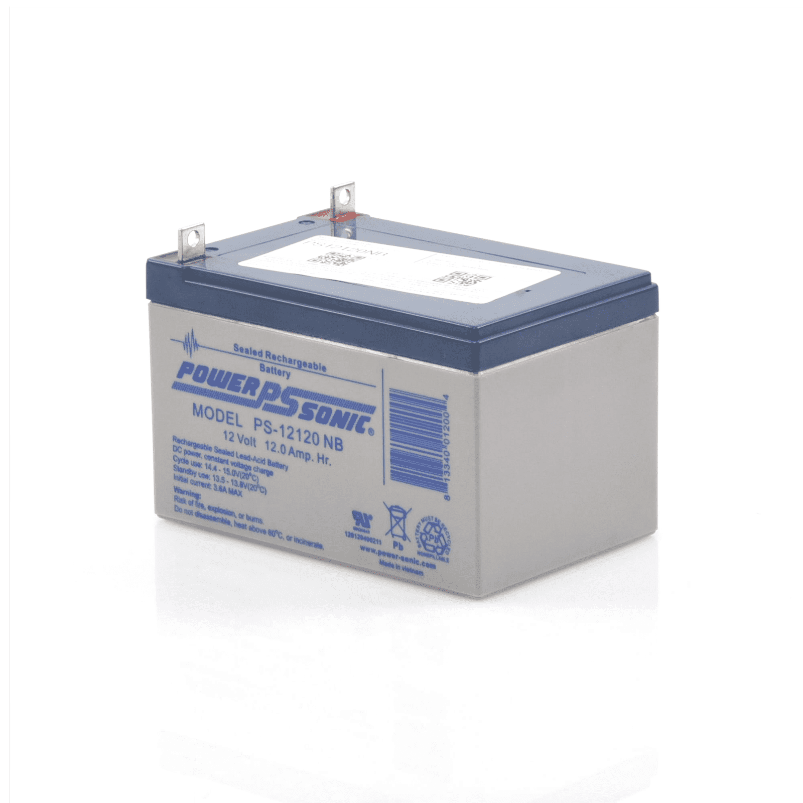 Batería 12V, 12AH, Para Respaldo, Tecnologías AGM/VRLA, 5 Años Vida Útil, Terminales NB, Reconocida UL PS-12120-NB - POWER SONIC