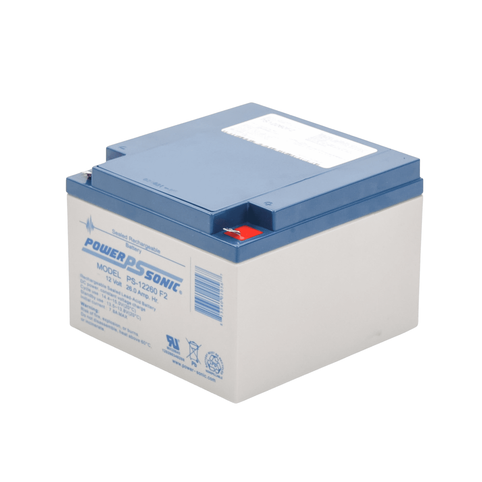 Batería 12V, 26AH, Para Respaldo, Tecnologías AGM/VRLA, 5 Años Vida Útil, Terminales F2, Reconocida UL PS-12260-F2 - POWER SONIC