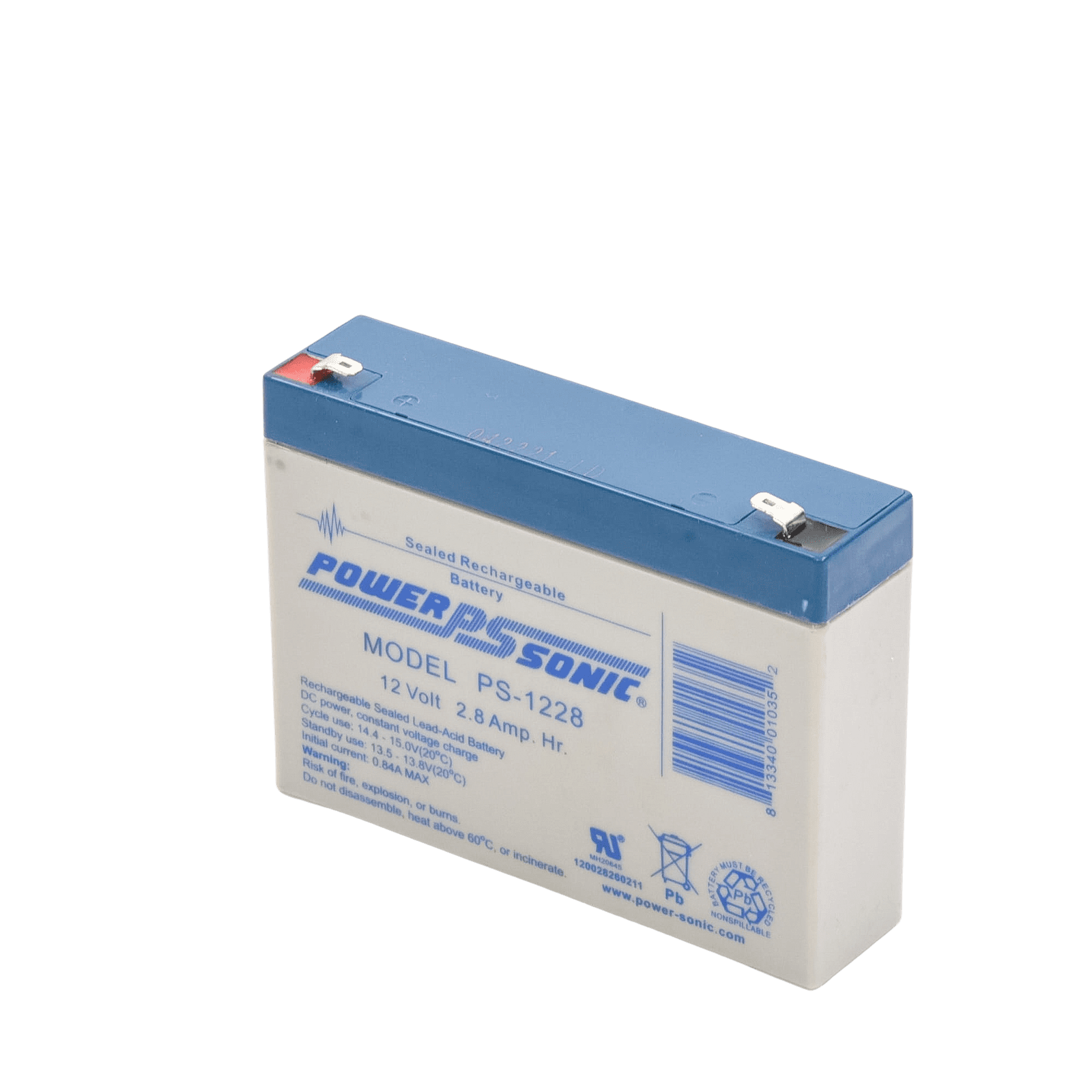Batería 12V, 2.8AH, Para Respaldo, Tecnologías AGM/VRLA, 5 Años Vida Útil, Terminales F1, Reconocida UL PS-1228 - POWER SONIC