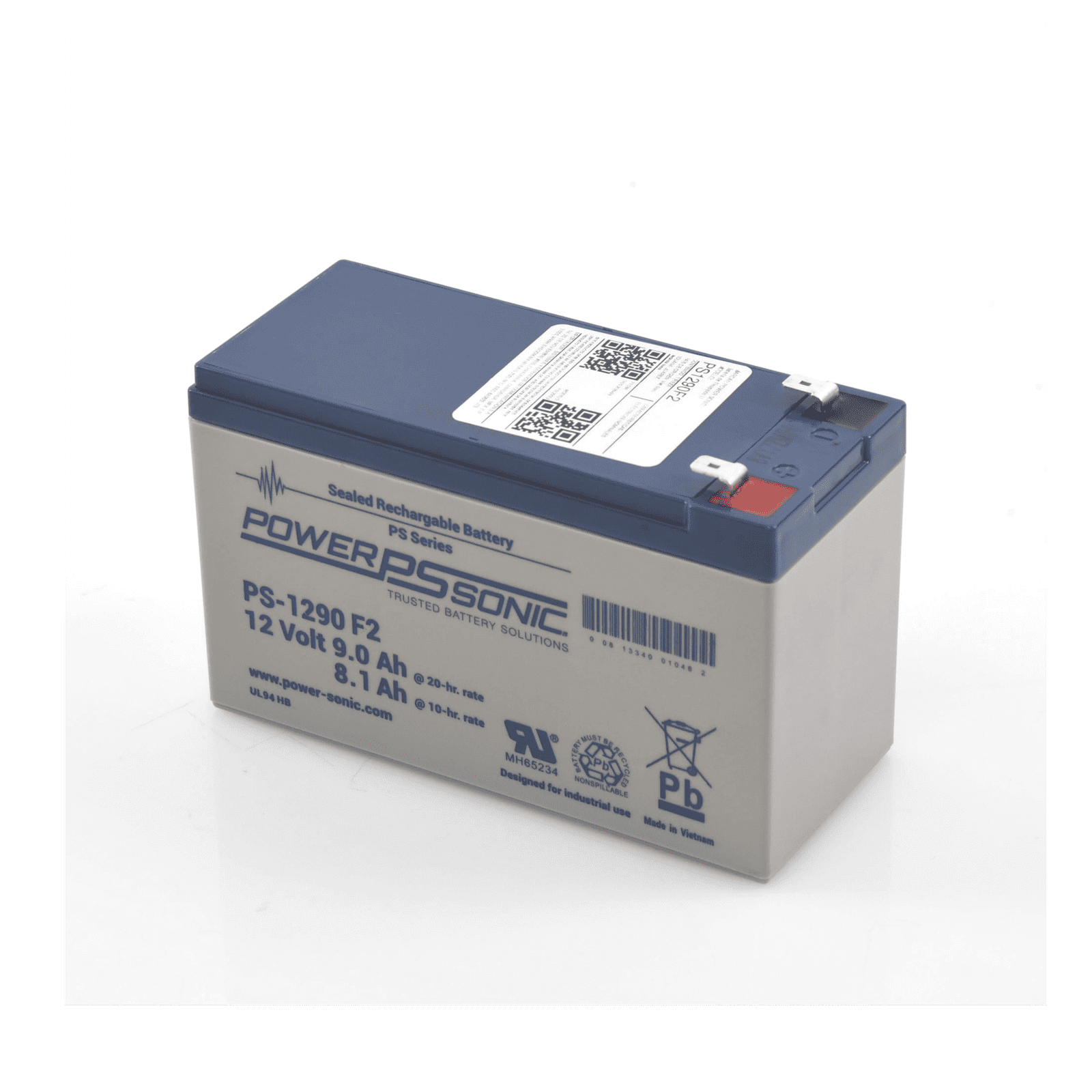Batería 12V, 9AH, Para Respaldo, Tecnologías AGM/VRLA, 5 Años Vida Útil, Terminales F2, Reconocida UL PS-1290-F2 - POWER SONIC