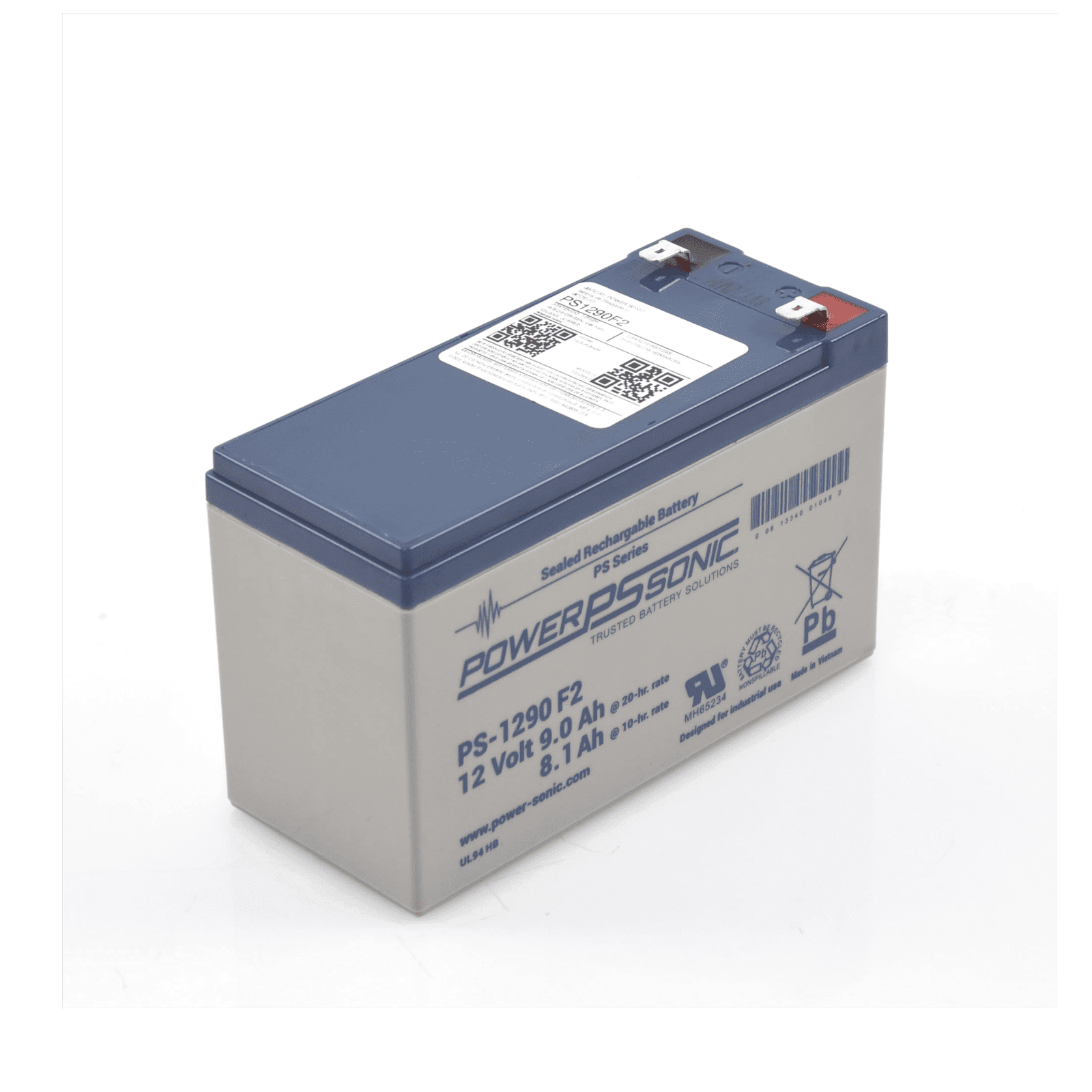 Batería 12V, 9AH, Para Respaldo, Tecnologías AGM/VRLA, 5 Años Vida Útil, Terminales F2, Reconocida UL PS-1290-F2 - POWER SONIC