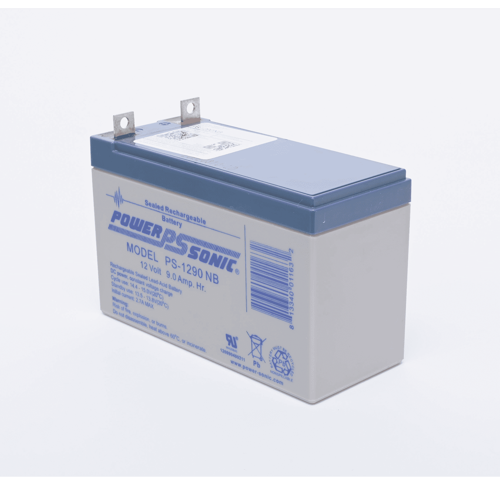 Batería 12V, 9AH, Para Respaldo, Tecnologías AGM/VRLA, 5 Años Vida Útil, Terminales NB, Reconocida UL PS-1290-NB - POWER SONIC