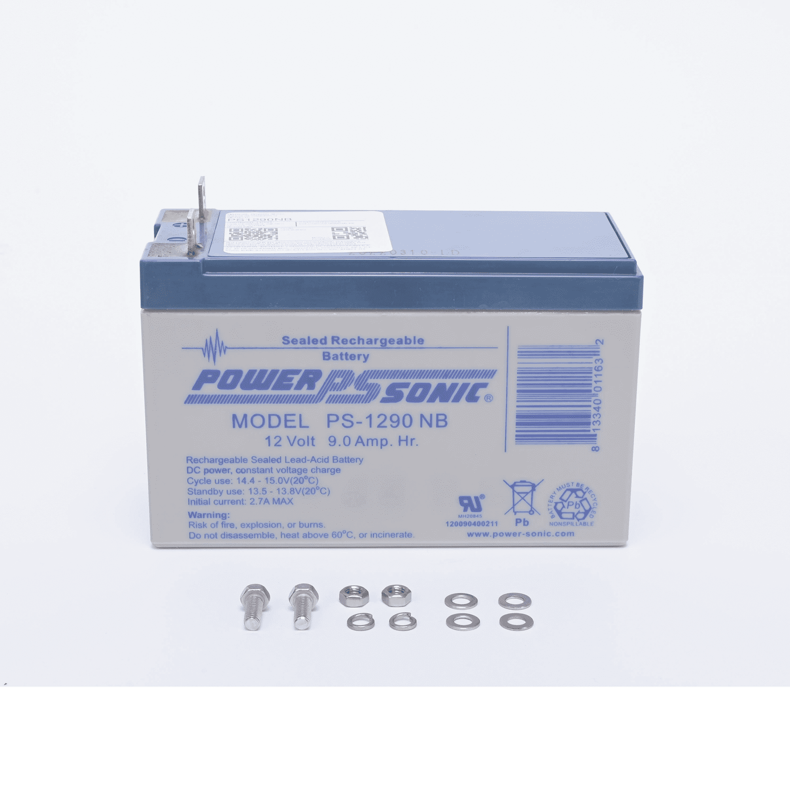 Batería 12V, 9AH, Para Respaldo, Tecnologías AGM/VRLA, 5 Años Vida Útil, Terminales NB, Reconocida UL PS-1290-NB - POWER SONIC