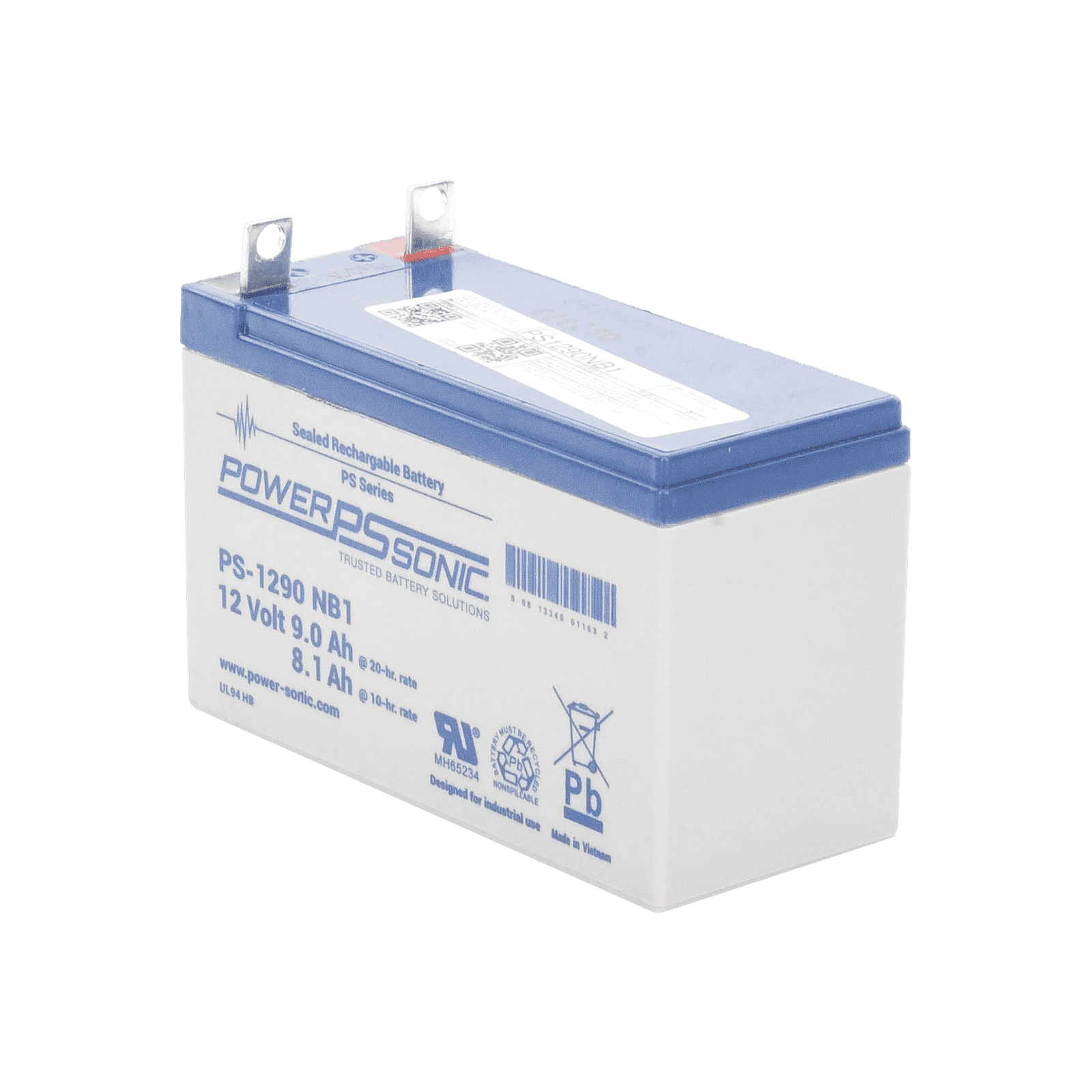 Batería 12V, 9AH, Para Respaldo, Tecnologías AGM/VRLA, 5 Años Vida Útil, Terminales NB1, Reconocida UL PS-1290-NB1 - POWER SONIC