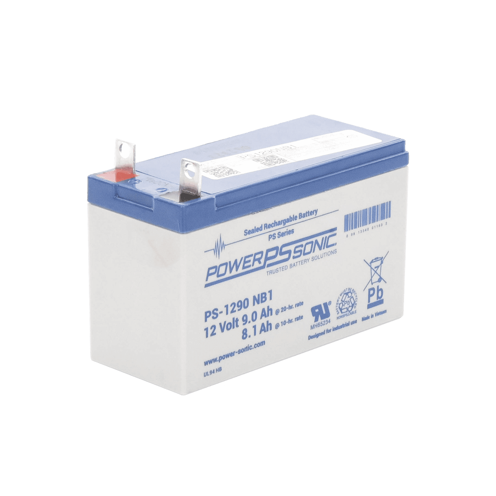 Batería 12V, 9AH, Para Respaldo, Tecnologías AGM/VRLA, 5 Años Vida Útil, Terminales NB1, Reconocida UL PS-1290-NB1 - POWER SONIC