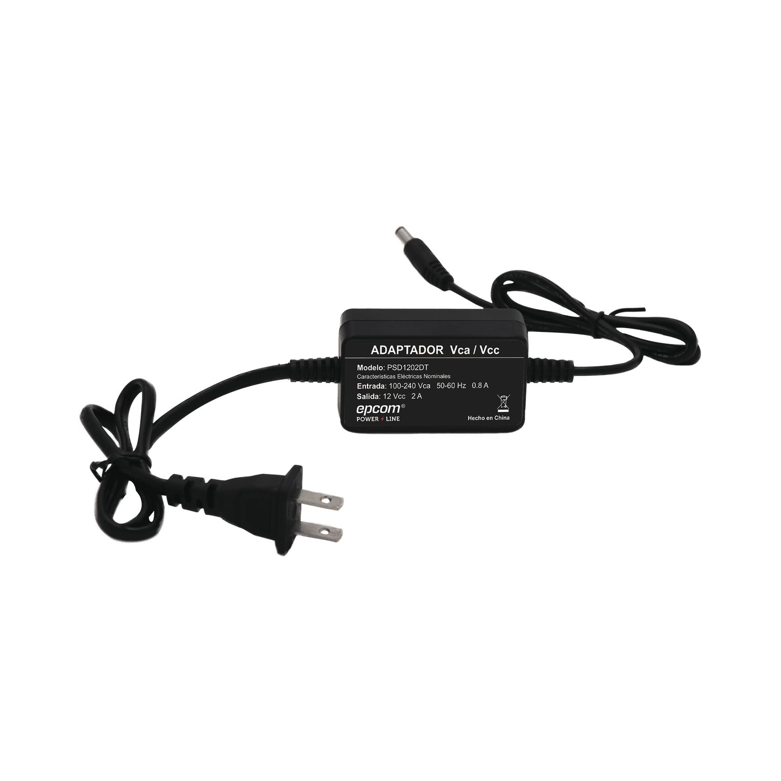 Adaptador 12 Vcc / 2 Amp / Con Terminales de Extensión / Distancias de cable hacia Vca 50 cm / Distancia de cable hacia dispositivo de 50 cm PSD1202DT - EPCOM POWERLINE