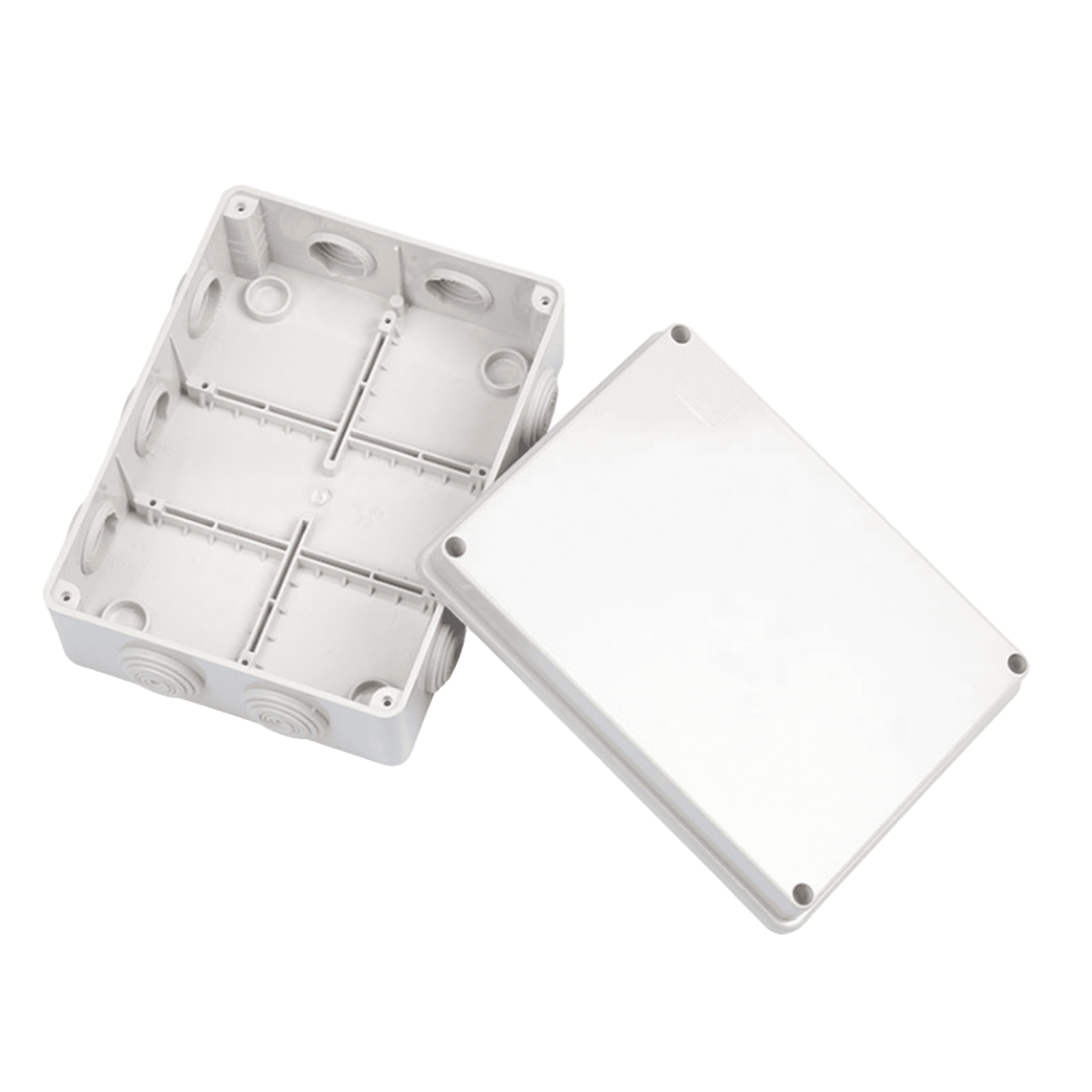 Caja Derivación-Conexión de Plástico (140 X 190 X 76 mm) con 10 Glándulas de Goma. Para Instalaciones Comerciales, Residenciales e Industriales. Incluye Tornillería para su Tapa. Funciona También como Registro. PST-1419-ER - PRECISION
